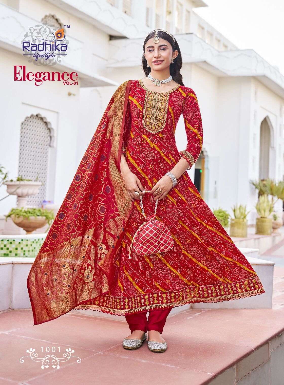 ELEGANCE VOL-1 BY RADHIKA LIFESTYLE IN RAYON PRINT ANARKALI GOWN PANT WITH DUPATTA 
