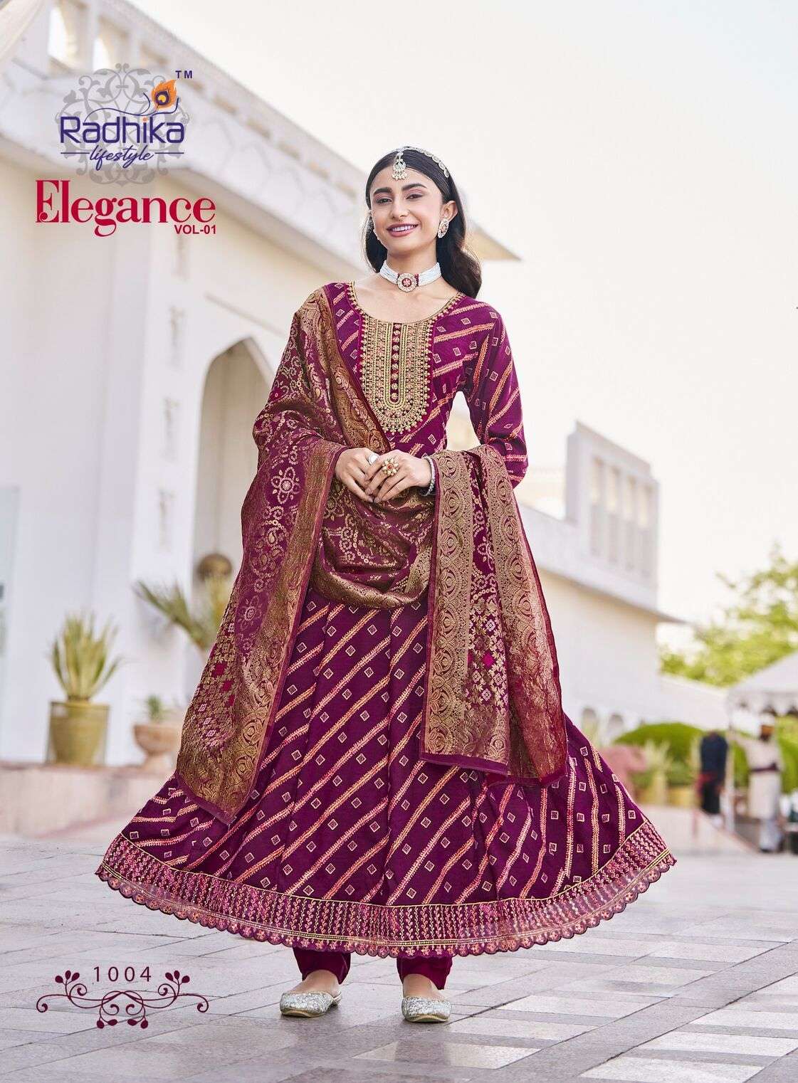 ELEGANCE VOL-1 BY RADHIKA LIFESTYLE IN RAYON PRINT ANARKALI GOWN PANT WITH DUPATTA 