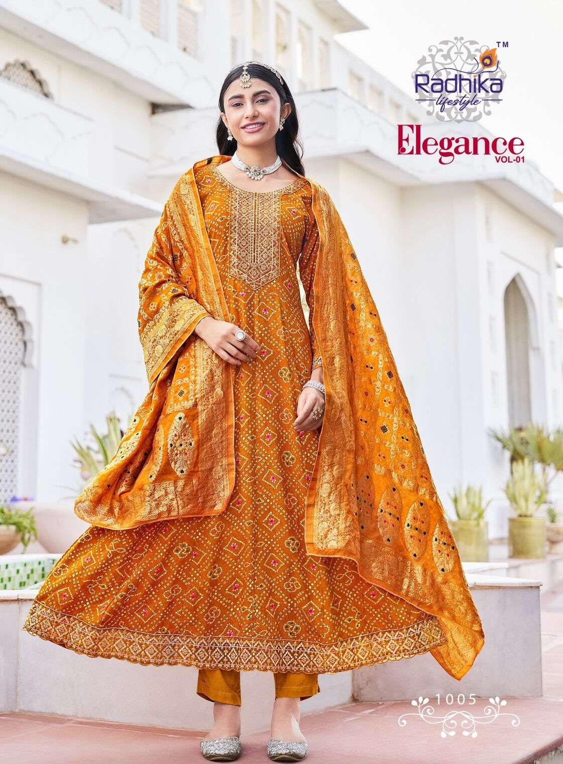 ELEGANCE VOL-1 BY RADHIKA LIFESTYLE IN RAYON PRINT ANARKALI GOWN PANT WITH DUPATTA 