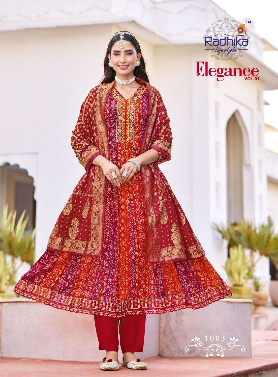 ELEGANCE VOL-1 BY RADHIKA LIFESTYLE IN RAYON PRINT ANARKALI GOWN PANT WITH DUPATTA 