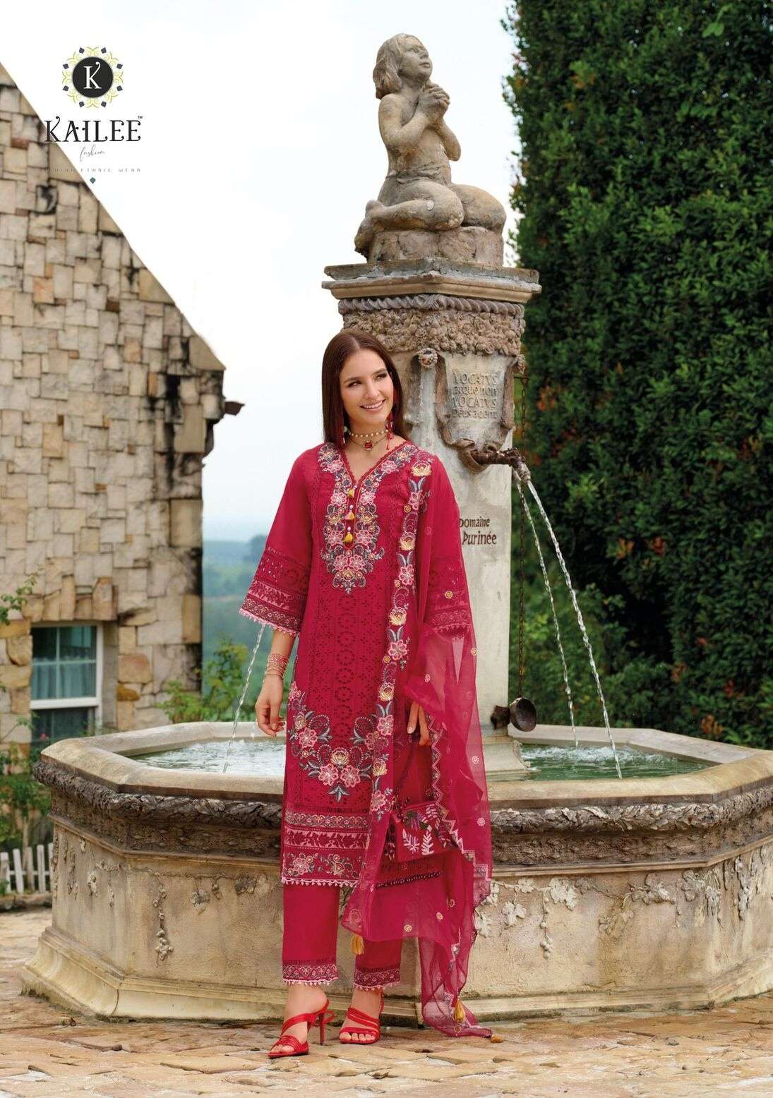 ESTIVA BY KAILEE FASHION IN PURE VISCOSE ORGANZA WITH  DESGINER WORK STYLE KIRTI PANT & DUPATTA