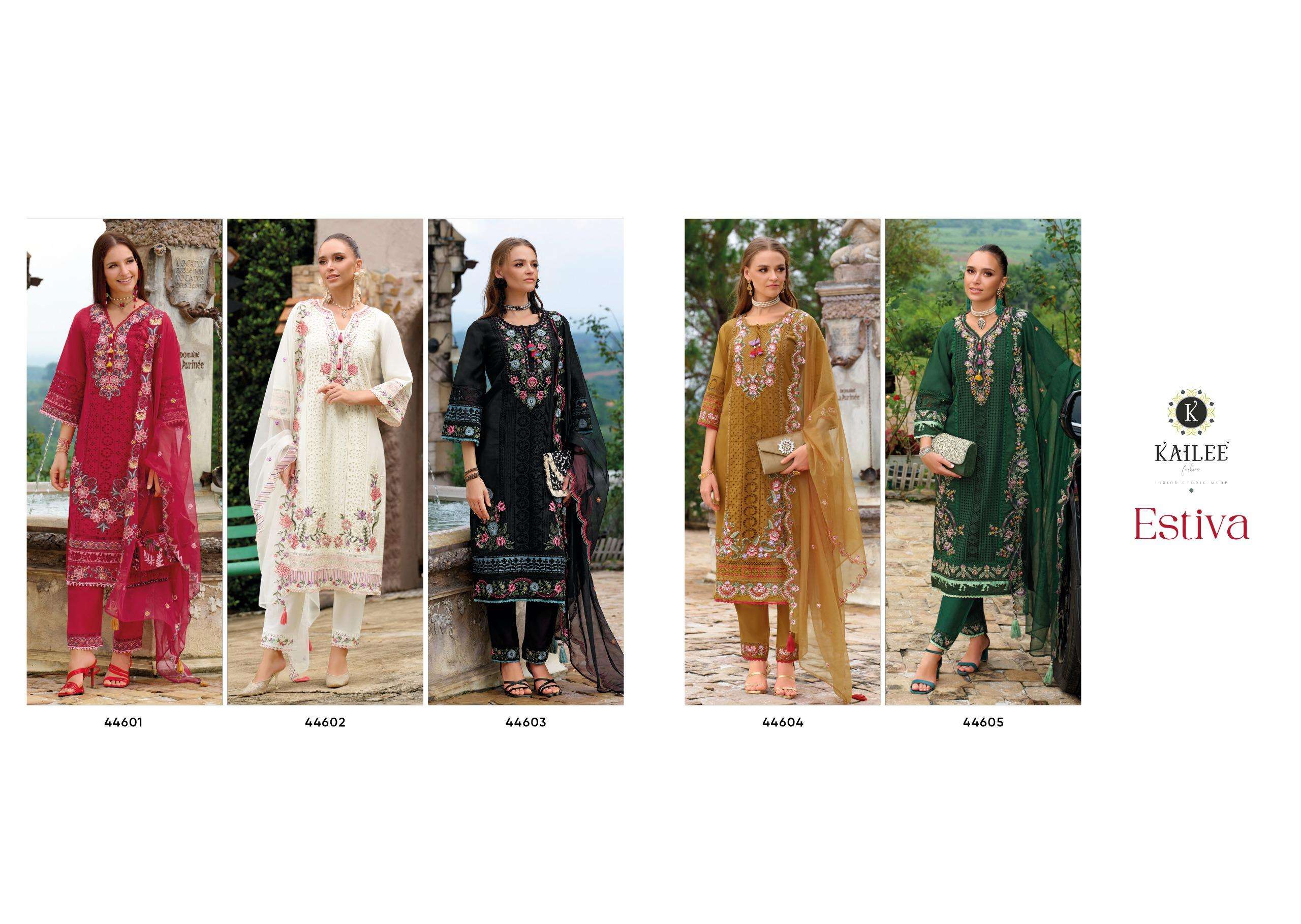 ESTIVA BY KAILEE FASHION IN PURE VISCOSE ORGANZA WITH  DESGINER WORK STYLE KIRTI PANT & DUPATTA