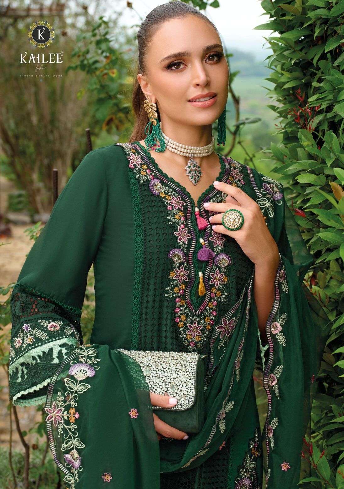 ESTIVA BY KAILEE FASHION IN PURE VISCOSE ORGANZA WITH  DESGINER WORK STYLE KIRTI PANT & DUPATTA