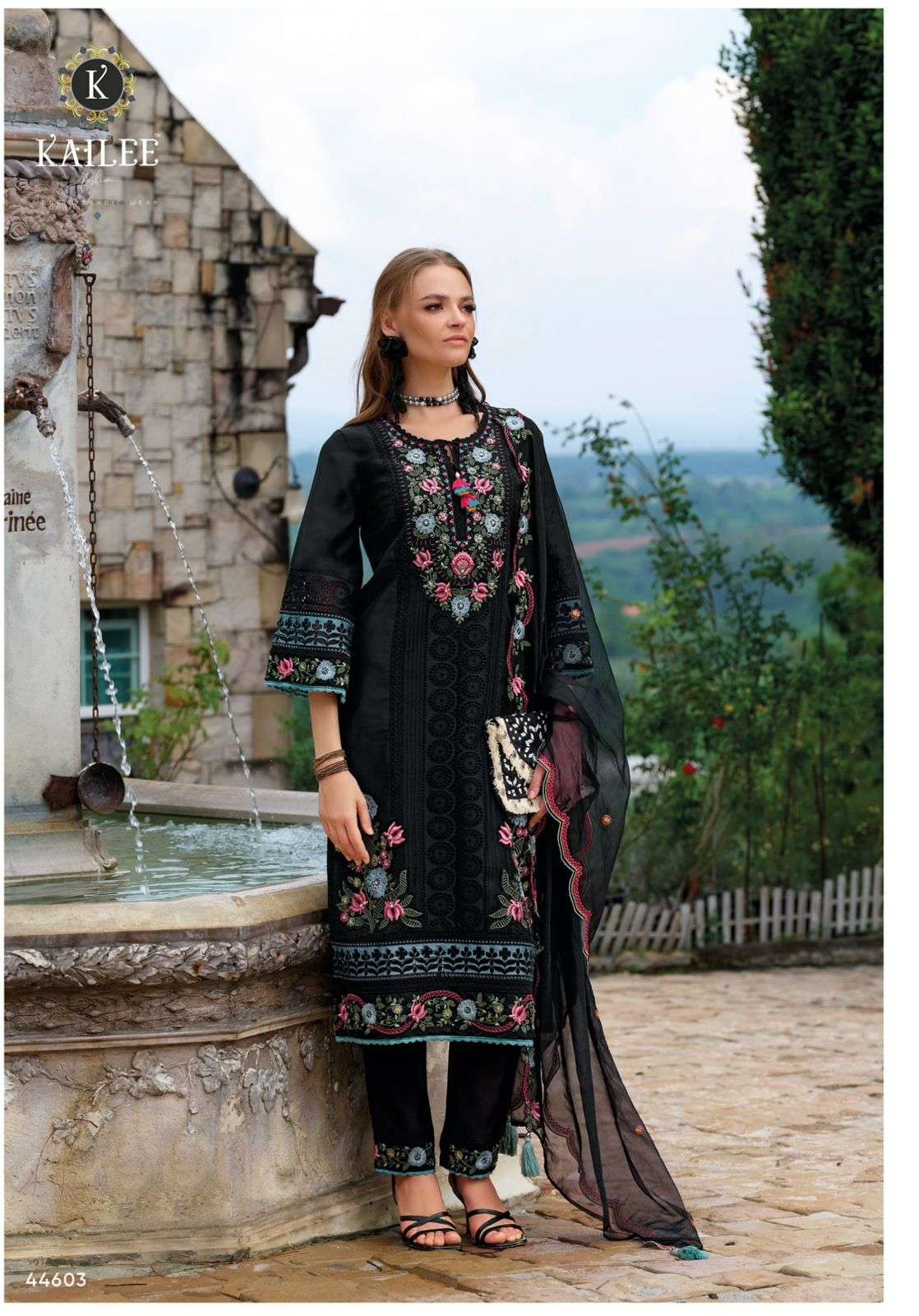 ESTIVA BY KAILEE FASHION IN PURE VISCOSE ORGANZA WITH  DESGINER WORK STYLE KIRTI PANT & DUPATTA