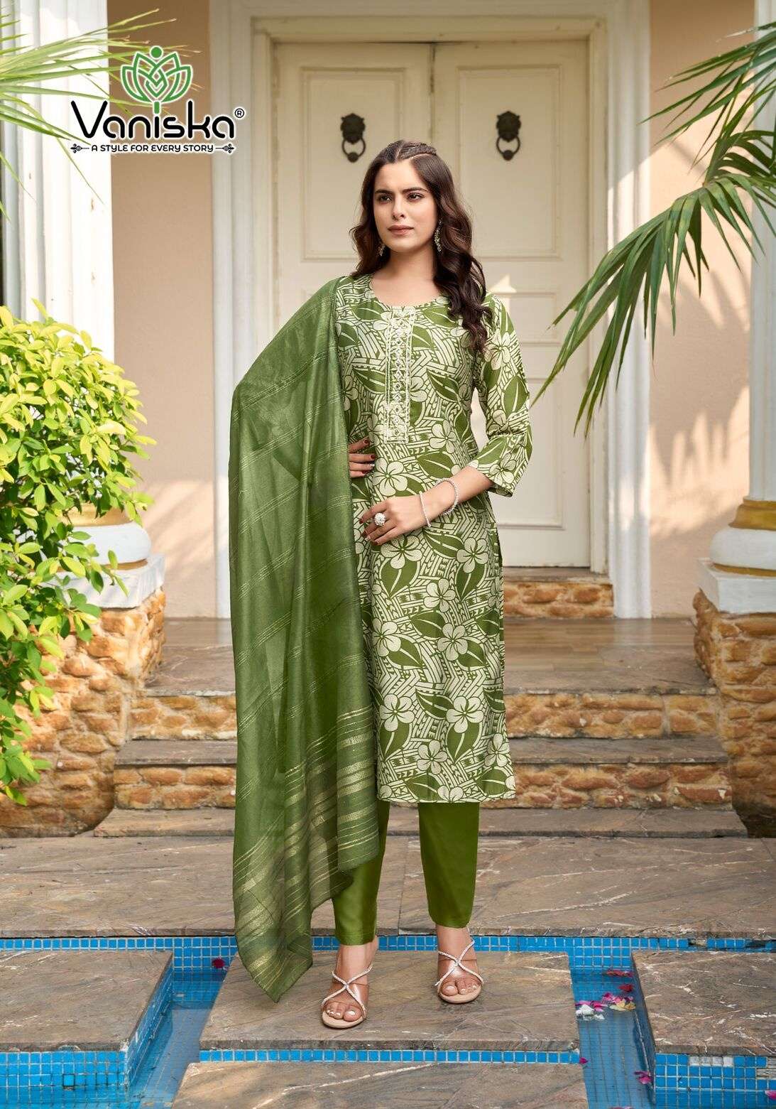 FESTIVAL VOL-3 BY VANSIKA IN MODAL CHANDERI FANCY KHATI SEQUENCE WORK KURTI PANT WITH  DUPATTA 