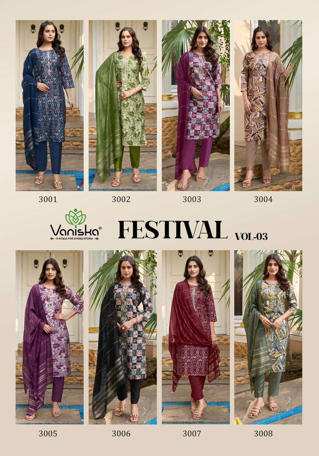 FESTIVAL VOL-3 BY VANSIKA IN MODAL CHANDERI FANCY KHATI SEQUENCE WORK KURTI PANT WITH  DUPATTA 