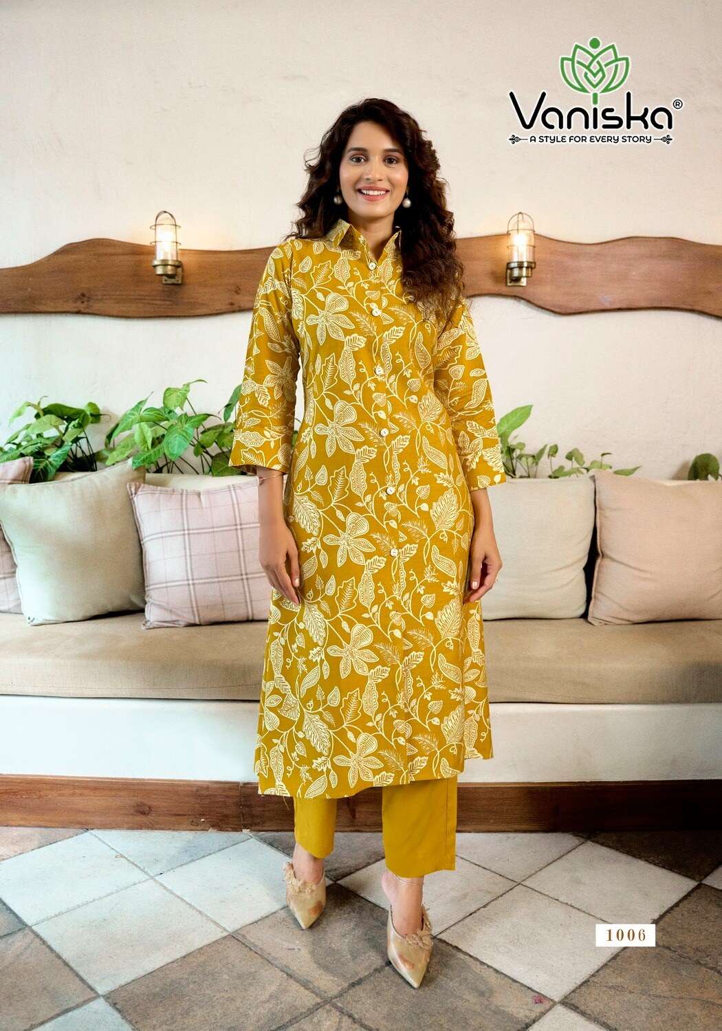 FLOWER VELLY VOL-1 BY VANISKA IN VATICAN PRINT ALINE CUT KURTI & FANCY BUTTON WITH POCKET 