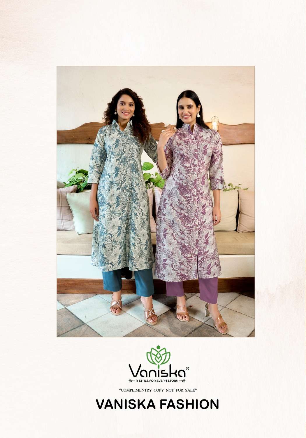 FLOWER VELLY VOL-1 BY VANISKA IN VATICAN PRINT ALINE CUT KURTI & FANCY BUTTON WITH POCKET 