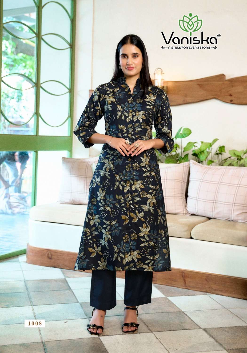 FLOWER VELLY VOL-1 BY VANISKA IN VATICAN PRINT ALINE CUT KURTI & FANCY BUTTON WITH POCKET 