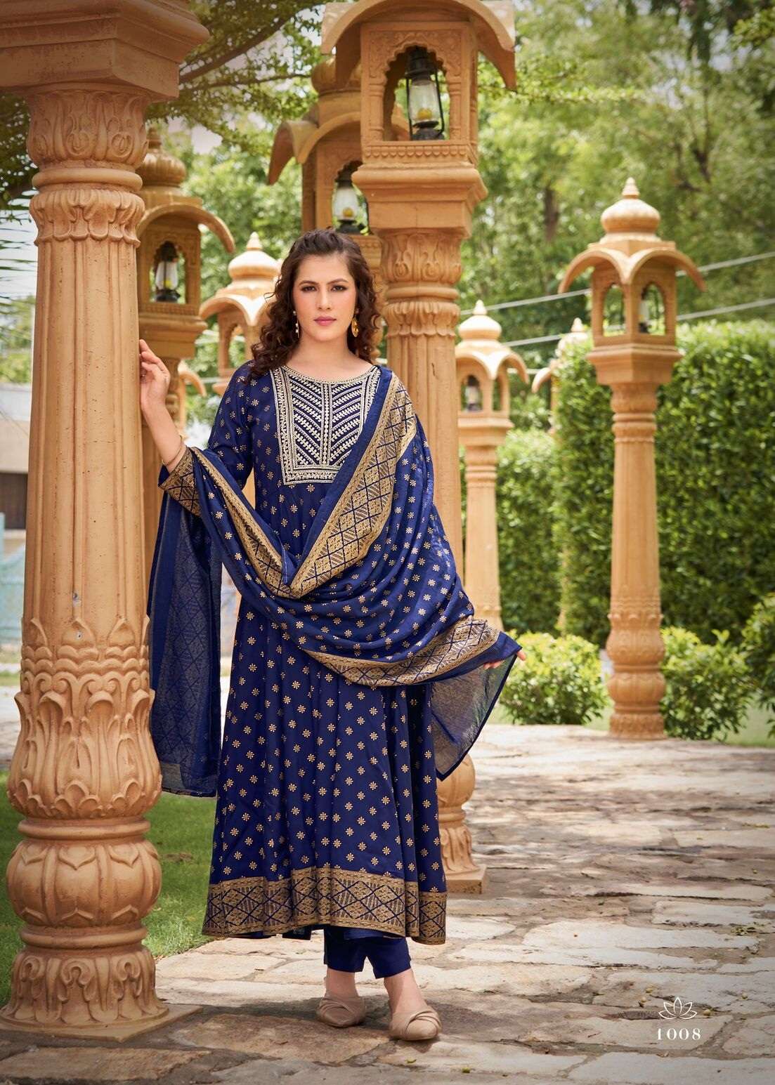 GAURI BY TEXOFAB IN RAYON WITH HEAVY SEQUENCE QUARDING EMBROIDERY WITH FOIL PRINT 
