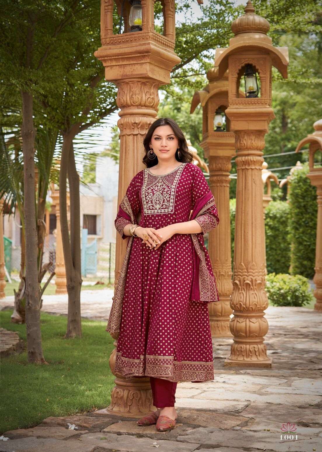 GAURI BY TEXOFAB IN RAYON WITH HEAVY SEQUENCE QUARDING EMBROIDERY WITH FOIL PRINT 
