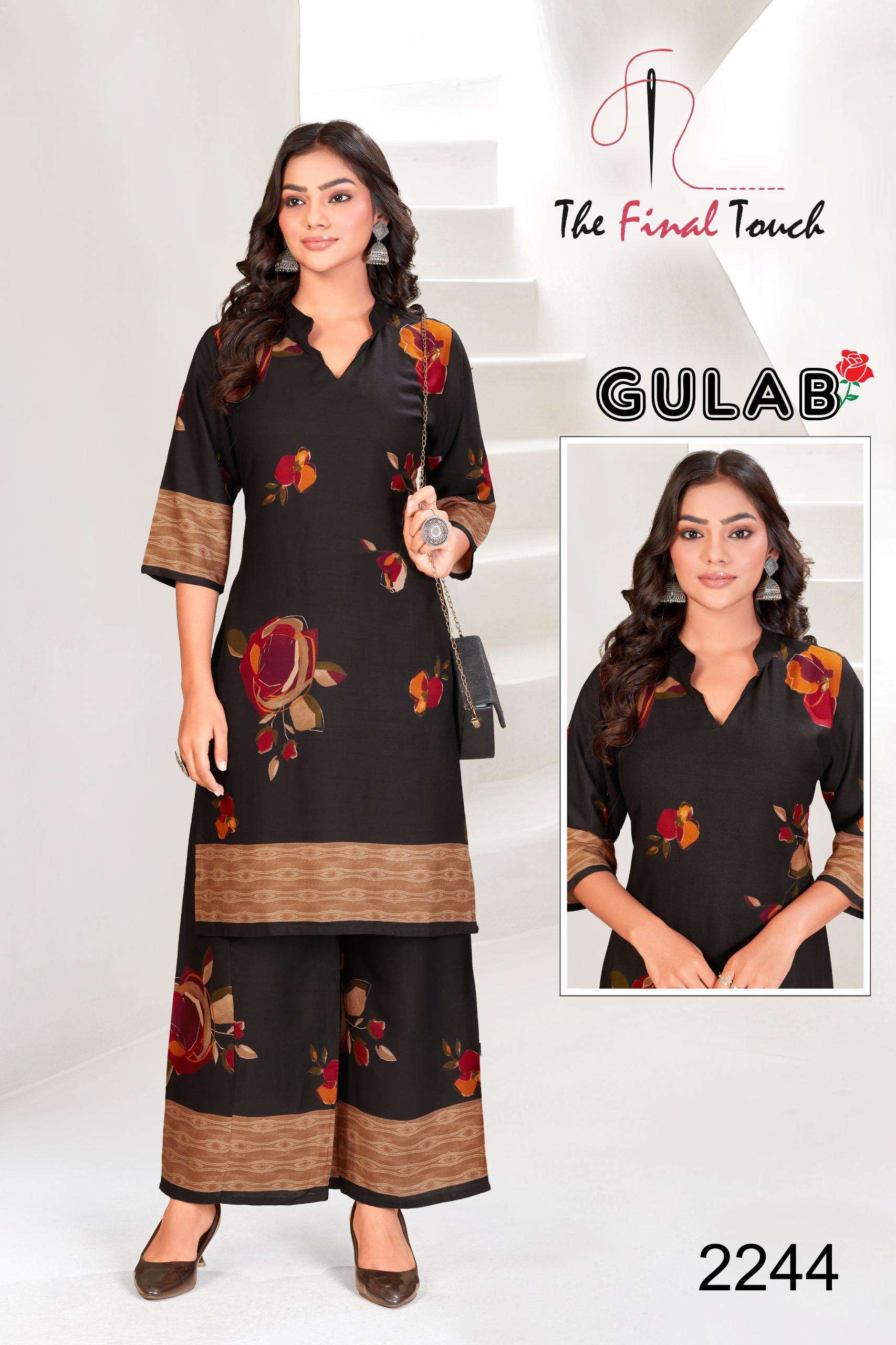 GULAB BY THE FINAL TOUCH IN DESIGNER RAYON PRINT CO-ORD SET 