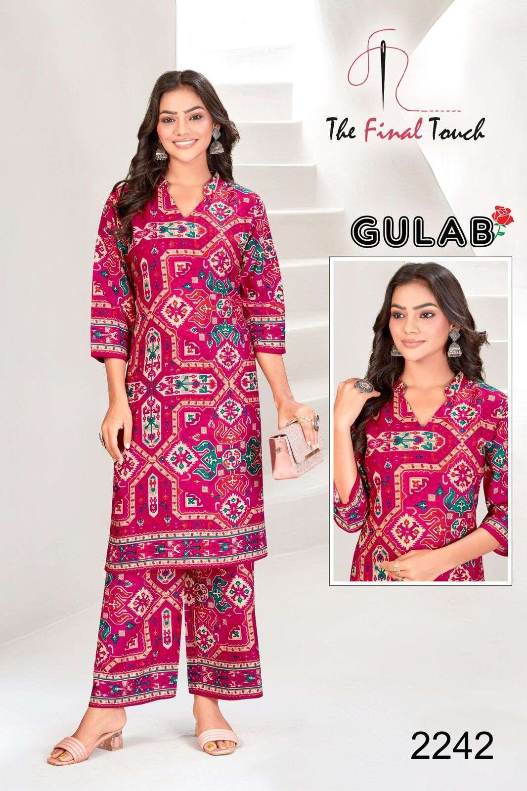 GULAB BY THE FINAL TOUCH IN DESIGNER RAYON PRINT CO-ORD SET 