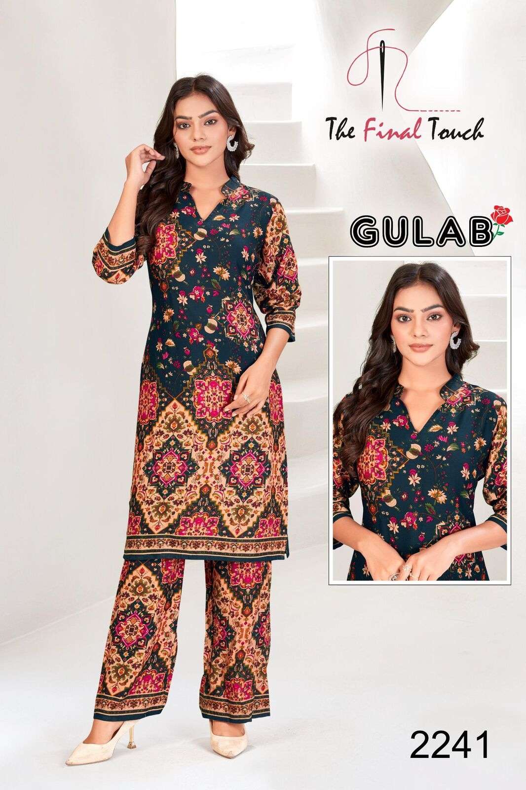 GULAB BY THE FINAL TOUCH IN DESIGNER RAYON PRINT CO-ORD SET 