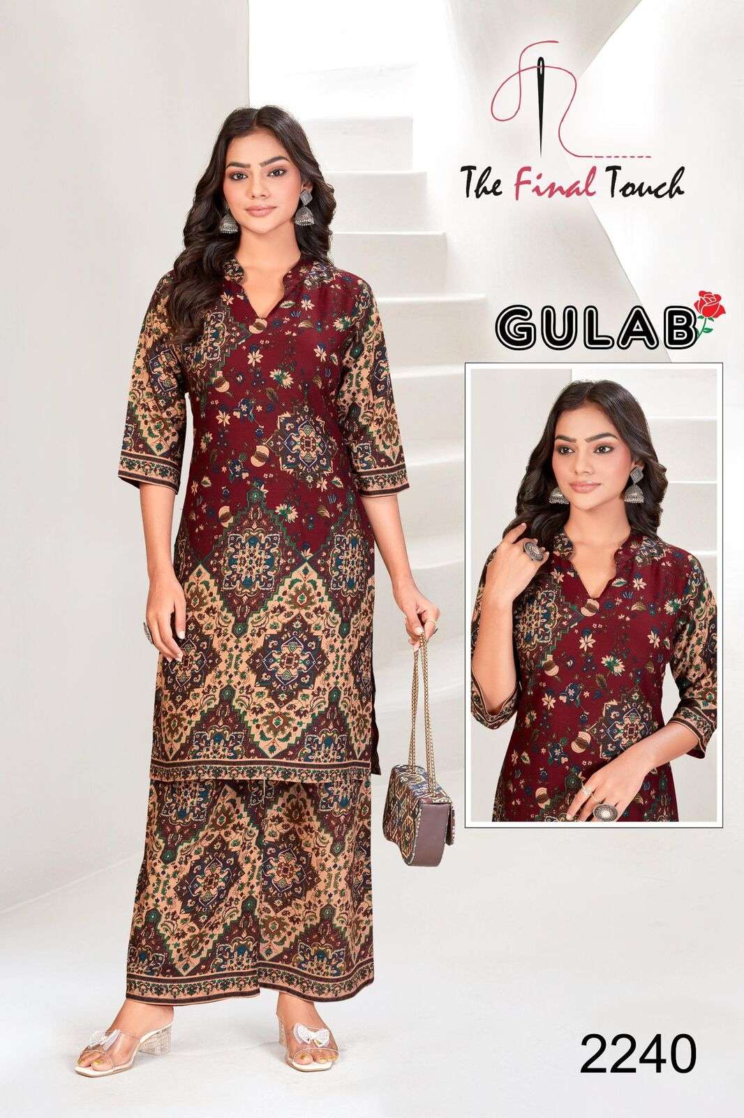 GULAB BY THE FINAL TOUCH IN DESIGNER RAYON PRINT CO-ORD SET 
