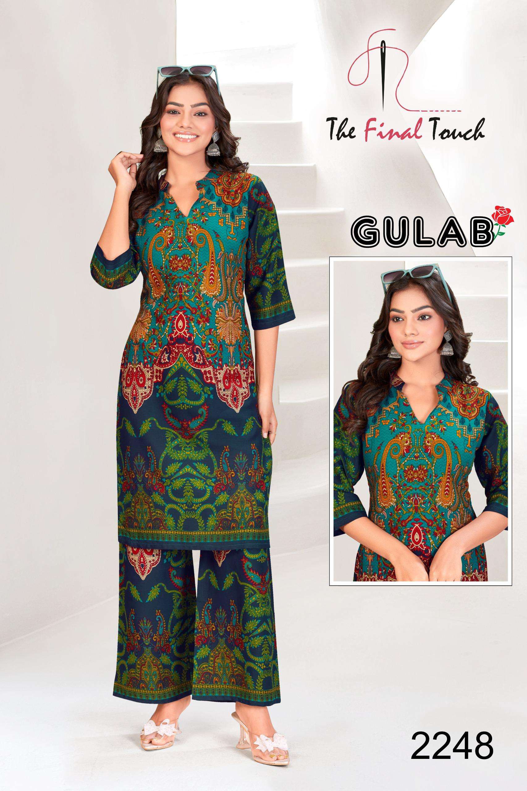 GULAB BY THE FINAL TOUCH IN DESIGNER RAYON PRINT CO-ORD SET 