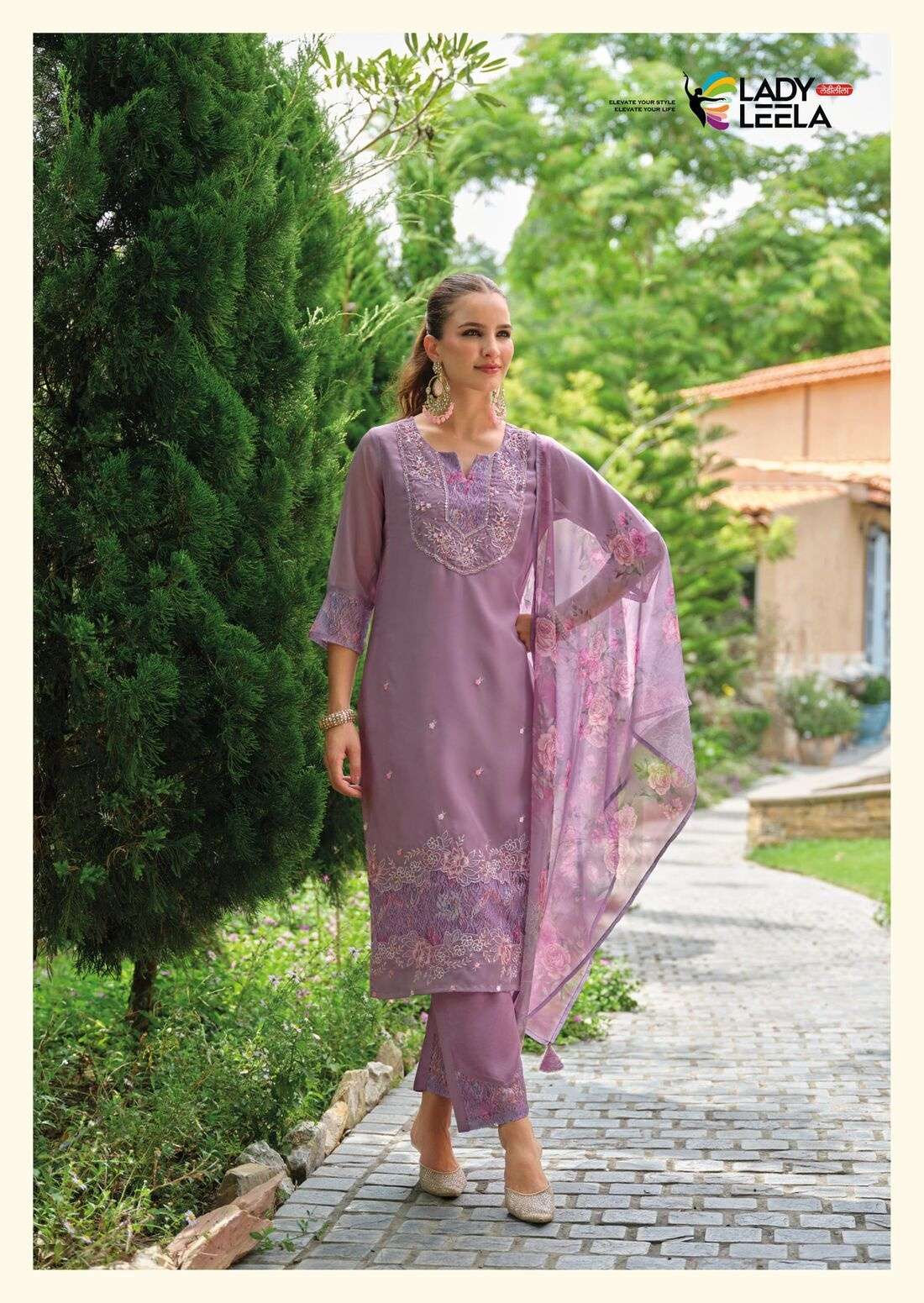 INAYA-3 BY LADY LEELA IN ORGANZA FABRIC KURTI PANT WITH DIGITAL PRINT DUPATTA AND EMBROIDERY
