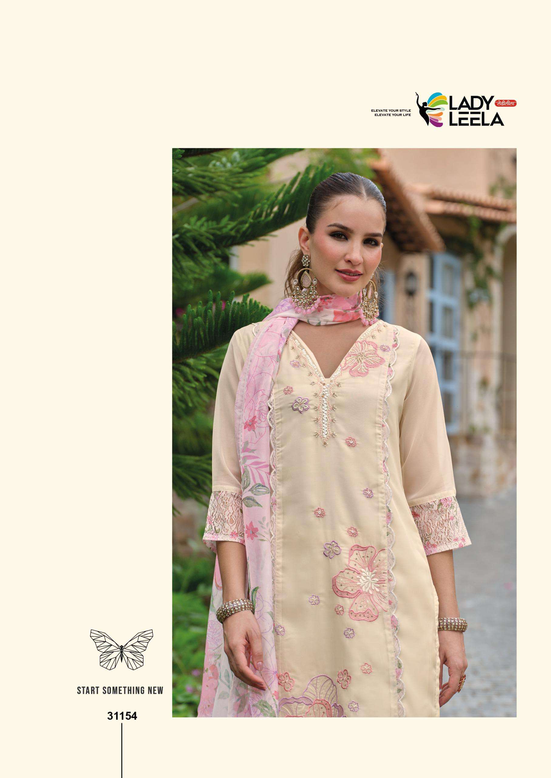 INAYA-3 BY LADY LEELA IN ORGANZA FABRIC KURTI PANT WITH DIGITAL PRINT DUPATTA AND EMBROIDERY