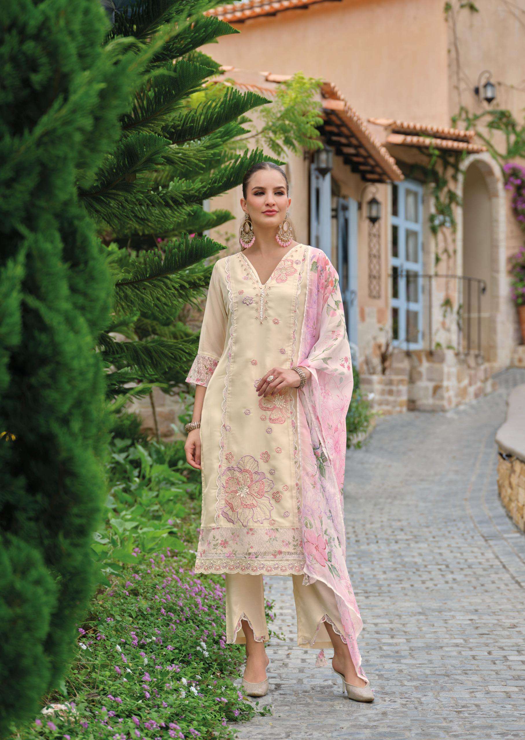 INAYA-3 BY LADY LEELA IN ORGANZA FABRIC KURTI PANT WITH DIGITAL PRINT DUPATTA AND EMBROIDERY