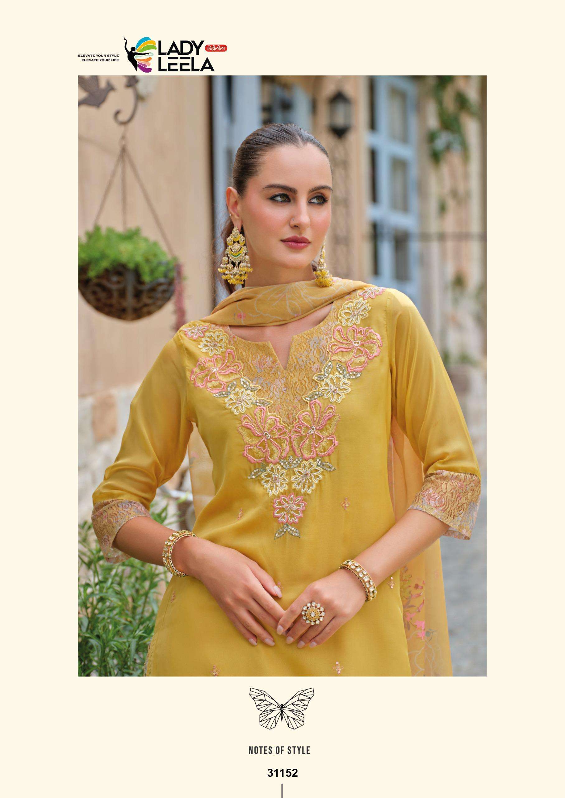 INAYA-3 BY LADY LEELA IN ORGANZA FABRIC KURTI PANT WITH DIGITAL PRINT DUPATTA AND EMBROIDERY