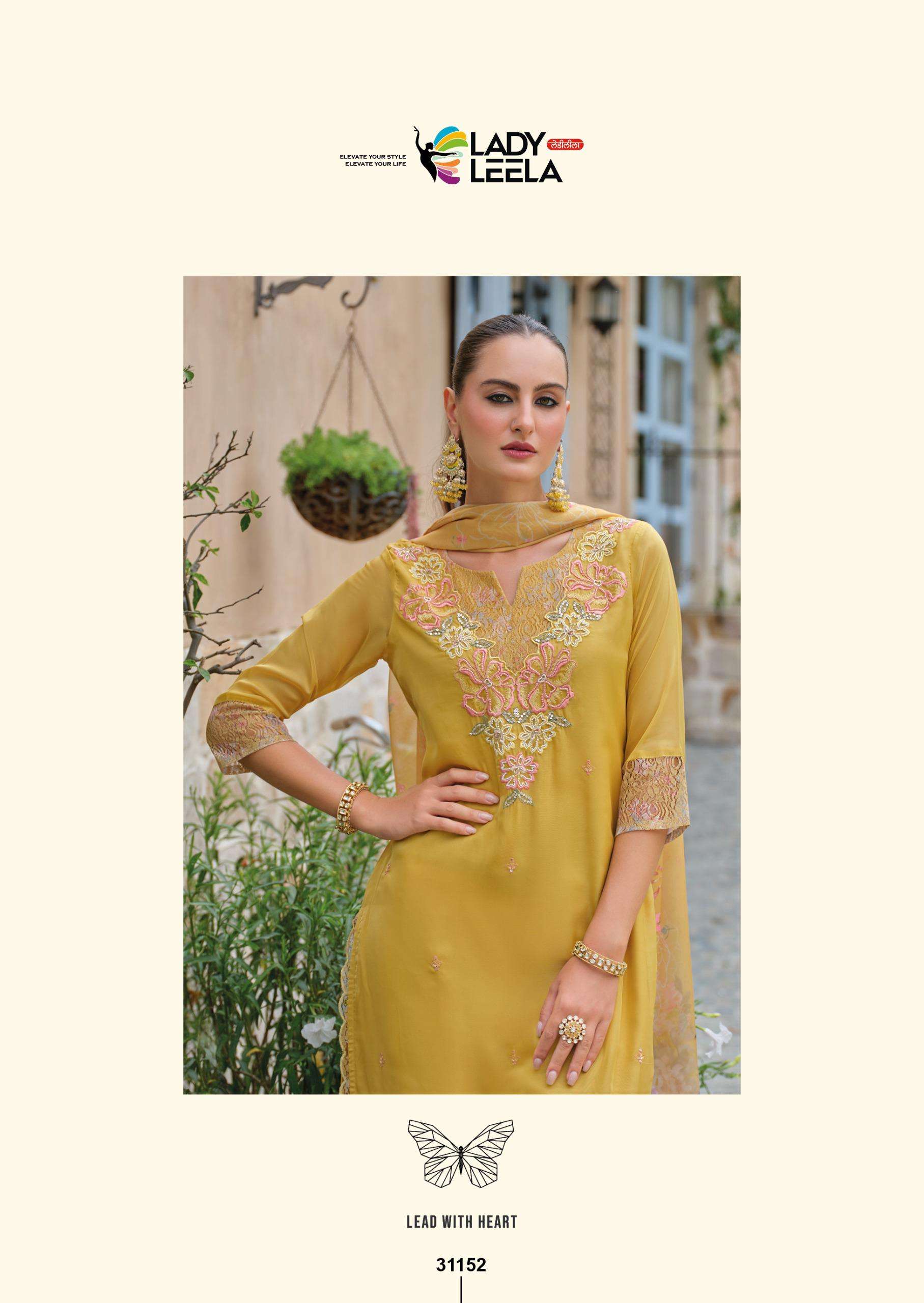 INAYA-3 BY LADY LEELA IN ORGANZA FABRIC KURTI PANT WITH DIGITAL PRINT DUPATTA AND EMBROIDERY