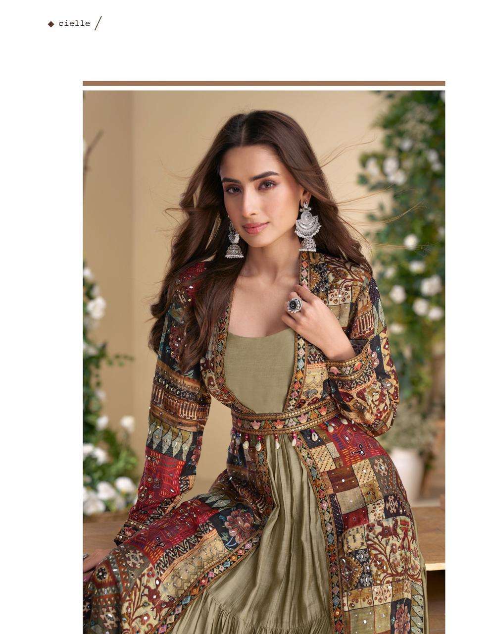 JANVI BY SAYURI DESIGNER IN REAL GEROGETTE WITH HAND EMBELLISHED WORK 