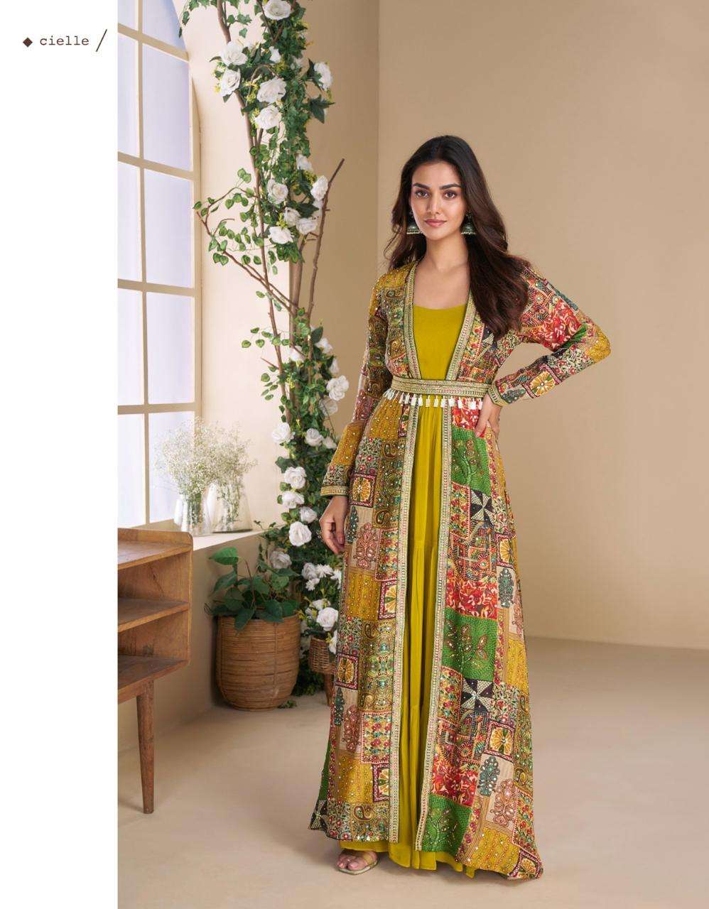 JANVI BY SAYURI DESIGNER IN REAL GEROGETTE WITH HAND EMBELLISHED WORK 