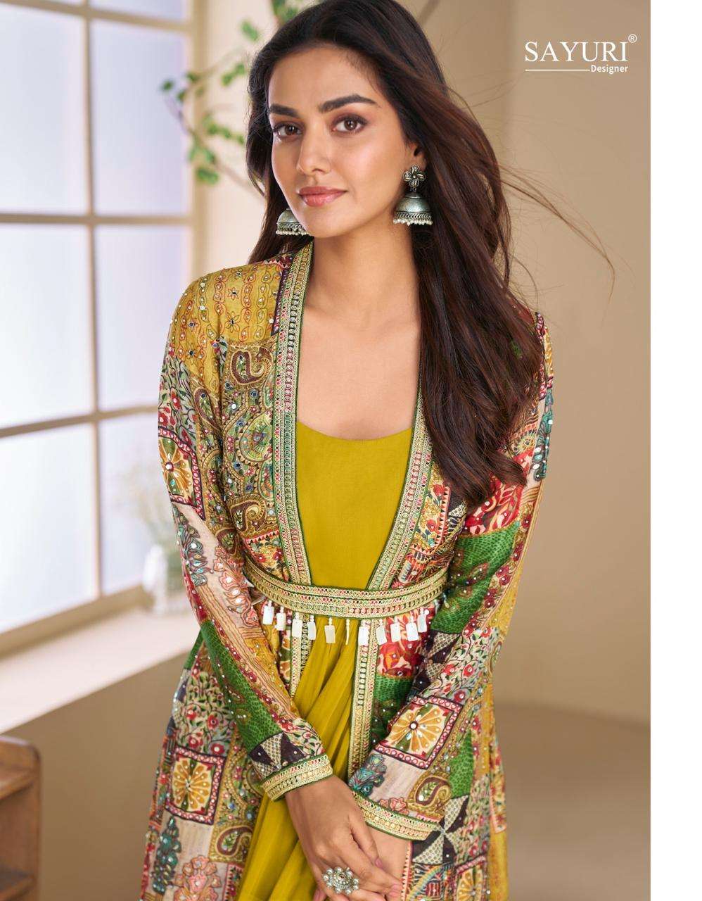 JANVI BY SAYURI DESIGNER IN REAL GEROGETTE WITH HAND EMBELLISHED WORK 