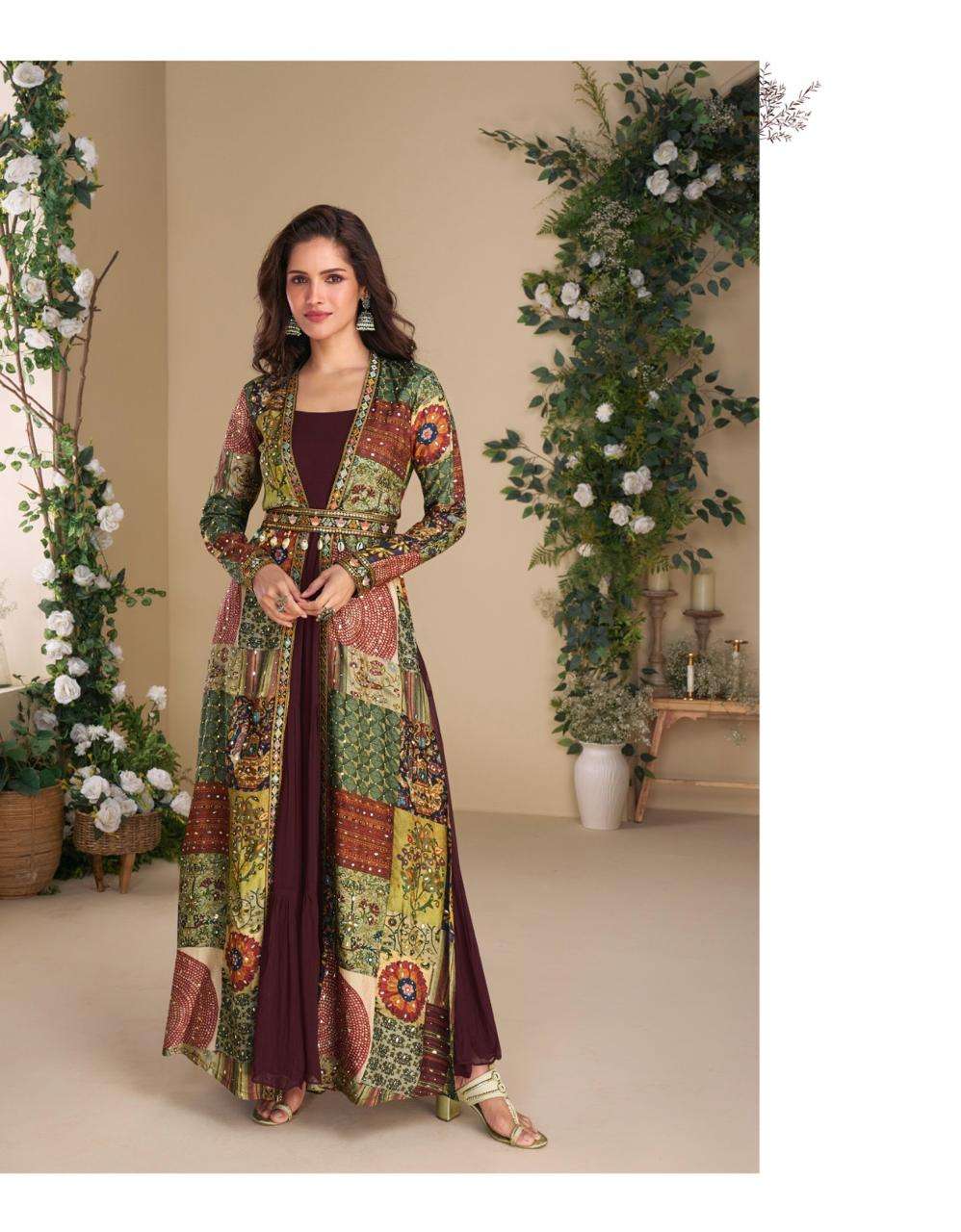 JANVI BY SAYURI DESIGNER IN REAL GEROGETTE WITH HAND EMBELLISHED WORK 