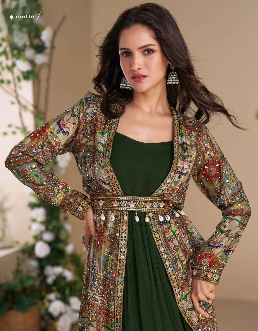 JANVI BY SAYURI DESIGNER IN REAL GEROGETTE WITH HAND EMBELLISHED WORK 