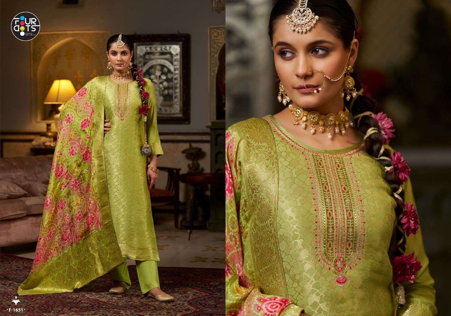 JELANI BY FOURDOTS IN VISCOSE MUSLIN BROCADE JACQUARDS WITH PURE EMBROIDERY WORK 