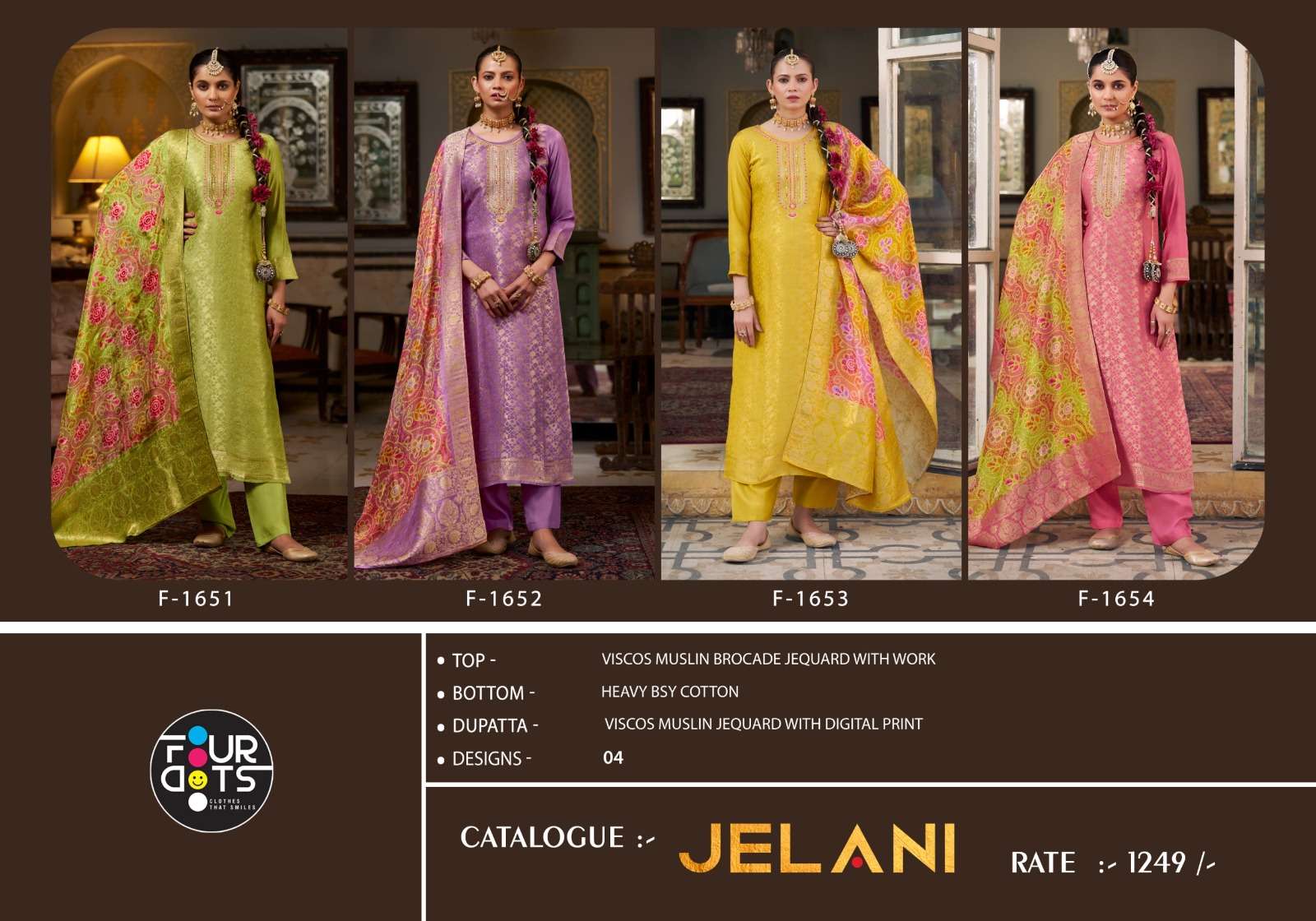 JELANI BY FOURDOTS IN VISCOSE MUSLIN BROCADE JACQUARDS WITH PURE EMBROIDERY WORK 