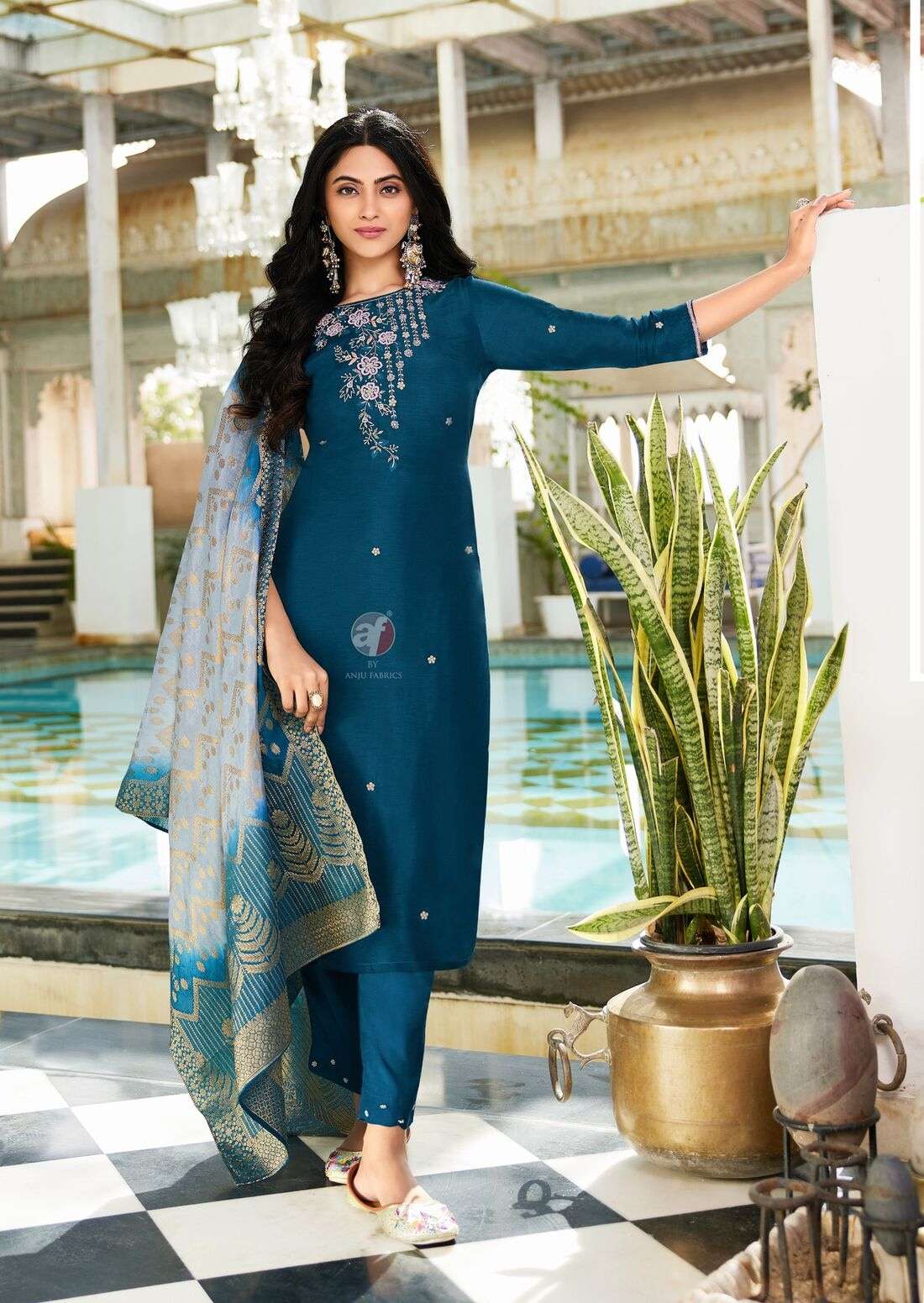 JHALAK BY ANJU FABRIC IN PURE DOLA SILK KURTI PANT AND DUPATTA WITH PURE HAND WORK 