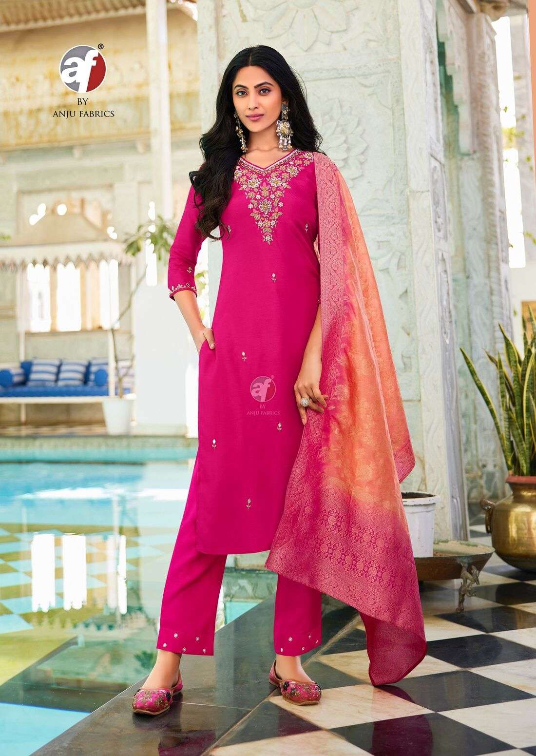 JHALAK BY ANJU FABRIC IN PURE DOLA SILK KURTI PANT AND DUPATTA WITH PURE HAND WORK 