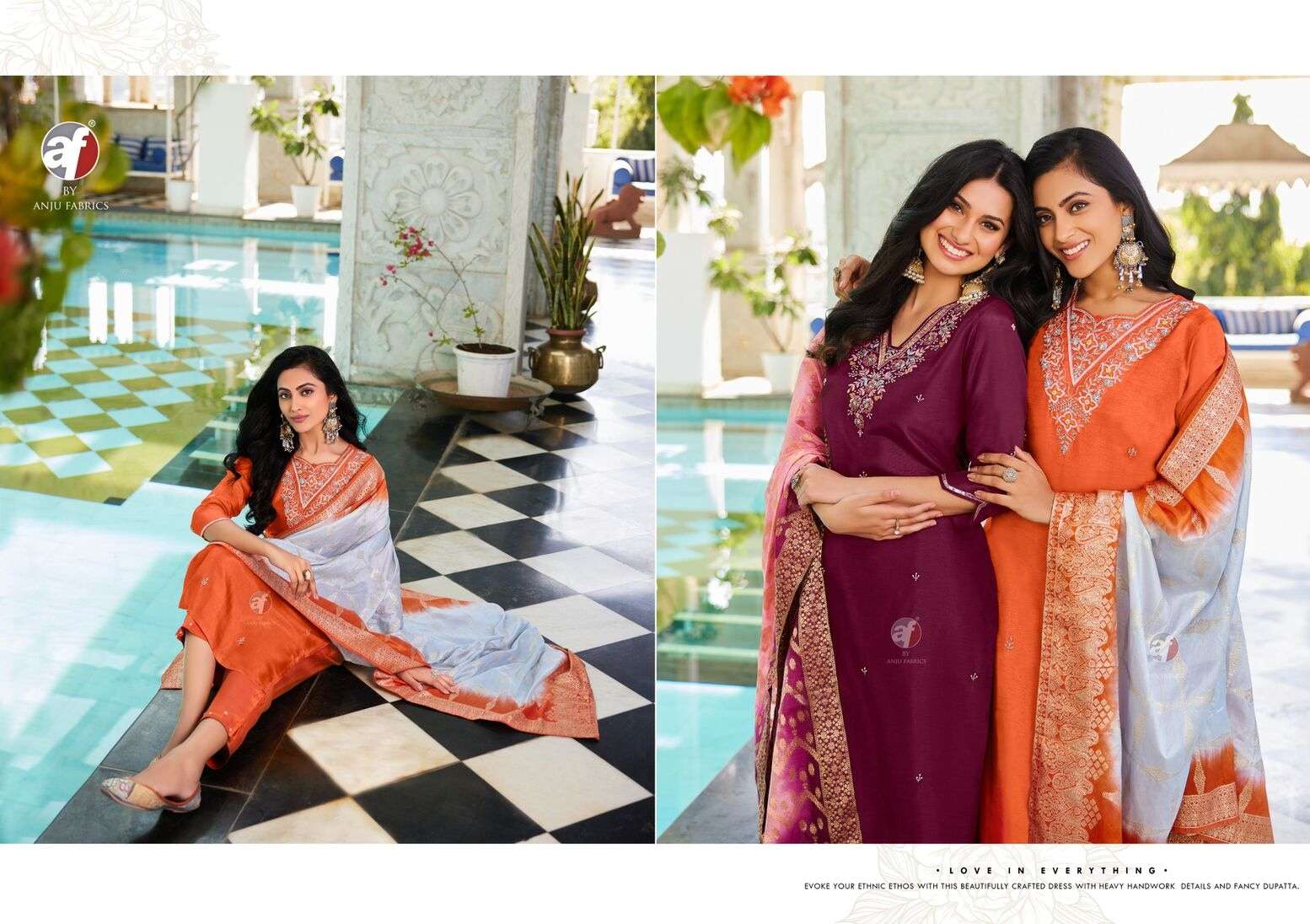 JHALAK BY ANJU FABRIC IN PURE DOLA SILK KURTI PANT AND DUPATTA WITH PURE HAND WORK 