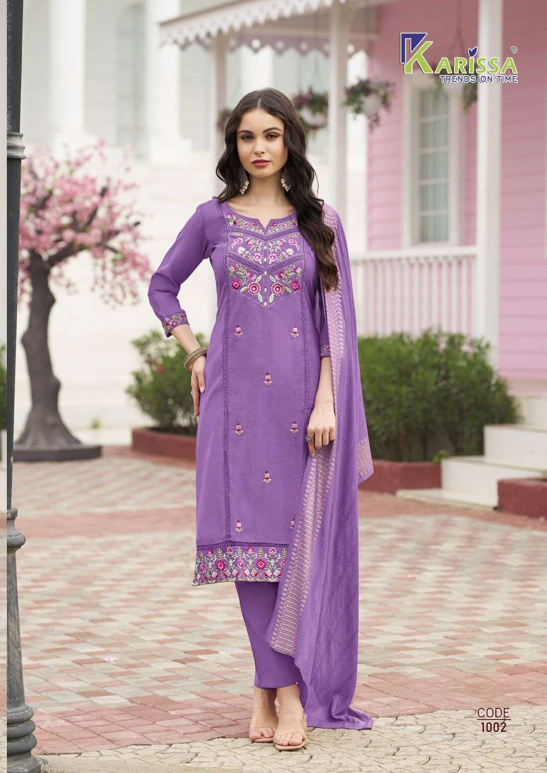 JOOHI BY KARISSA IN PREMIUM VISCOSE VATICAN SILK WITH SOFT MUSLIN JACQUARD DUPATTA 