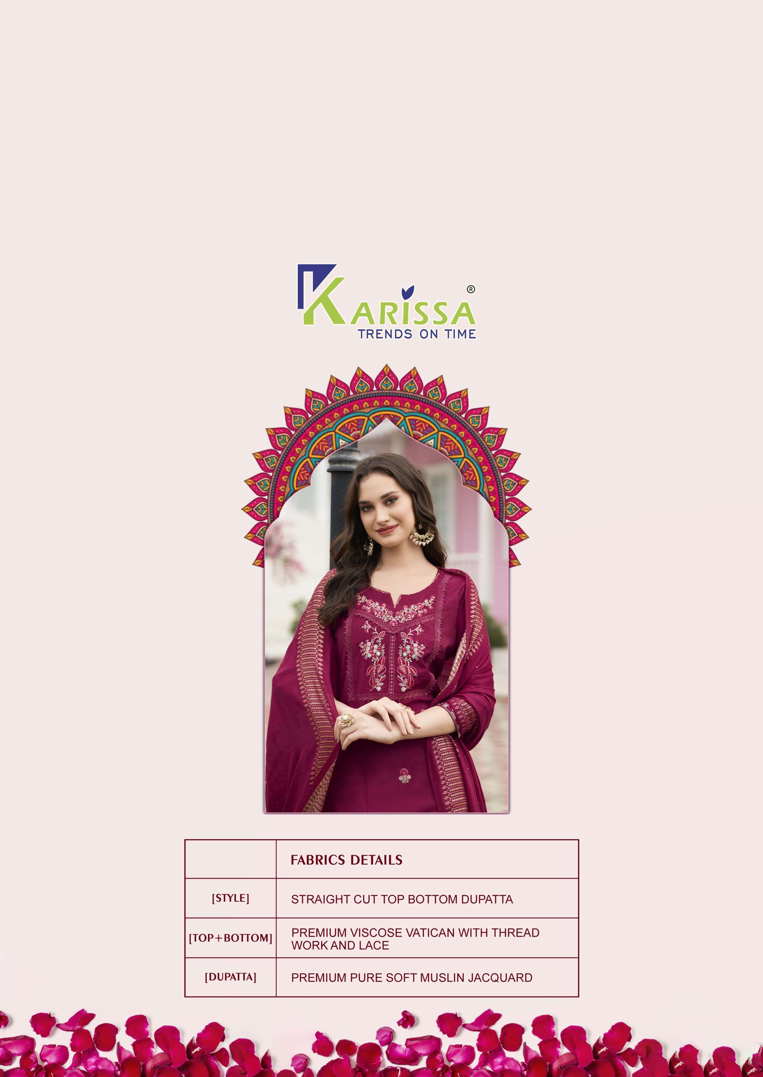 JOOHI BY KARISSA IN PREMIUM VISCOSE VATICAN SILK WITH SOFT MUSLIN JACQUARD DUPATTA 