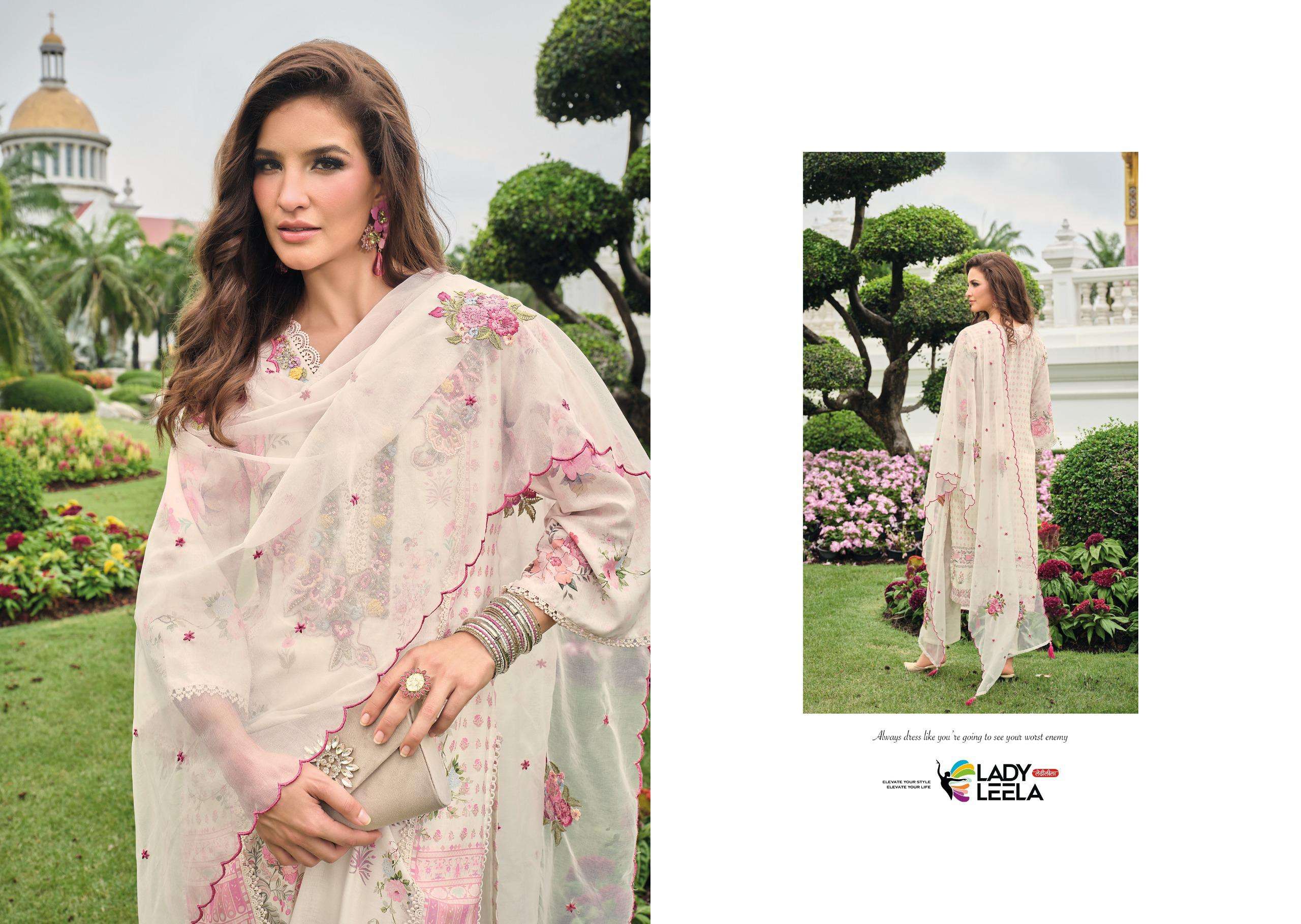 KAINAT BY LADY LEELA IN MASLIN PRINT FABRIC WITH HANDWORK AND ORGANZA DUPATTA 