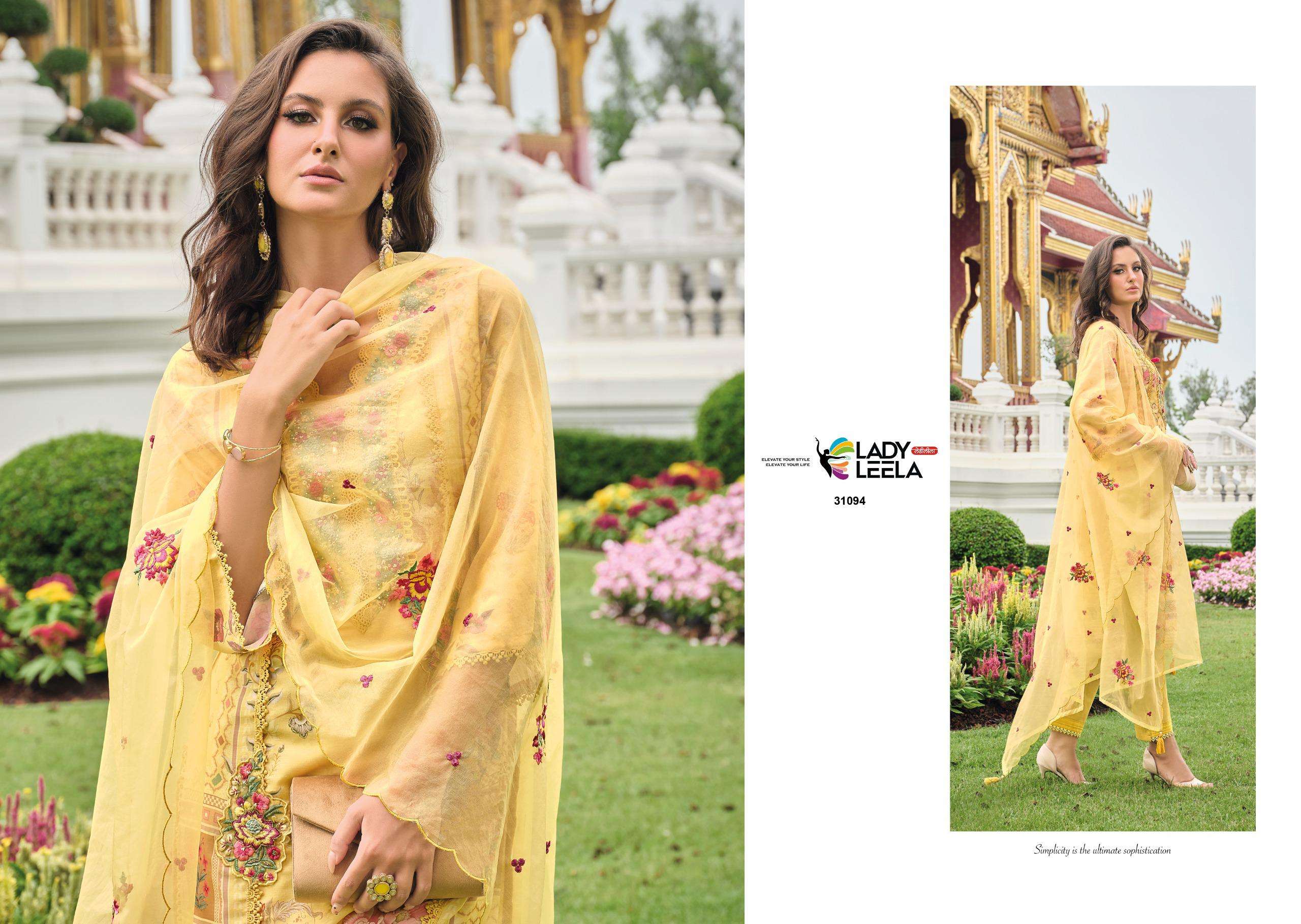 KAINAT BY LADY LEELA IN MASLIN PRINT FABRIC WITH HANDWORK AND ORGANZA DUPATTA 