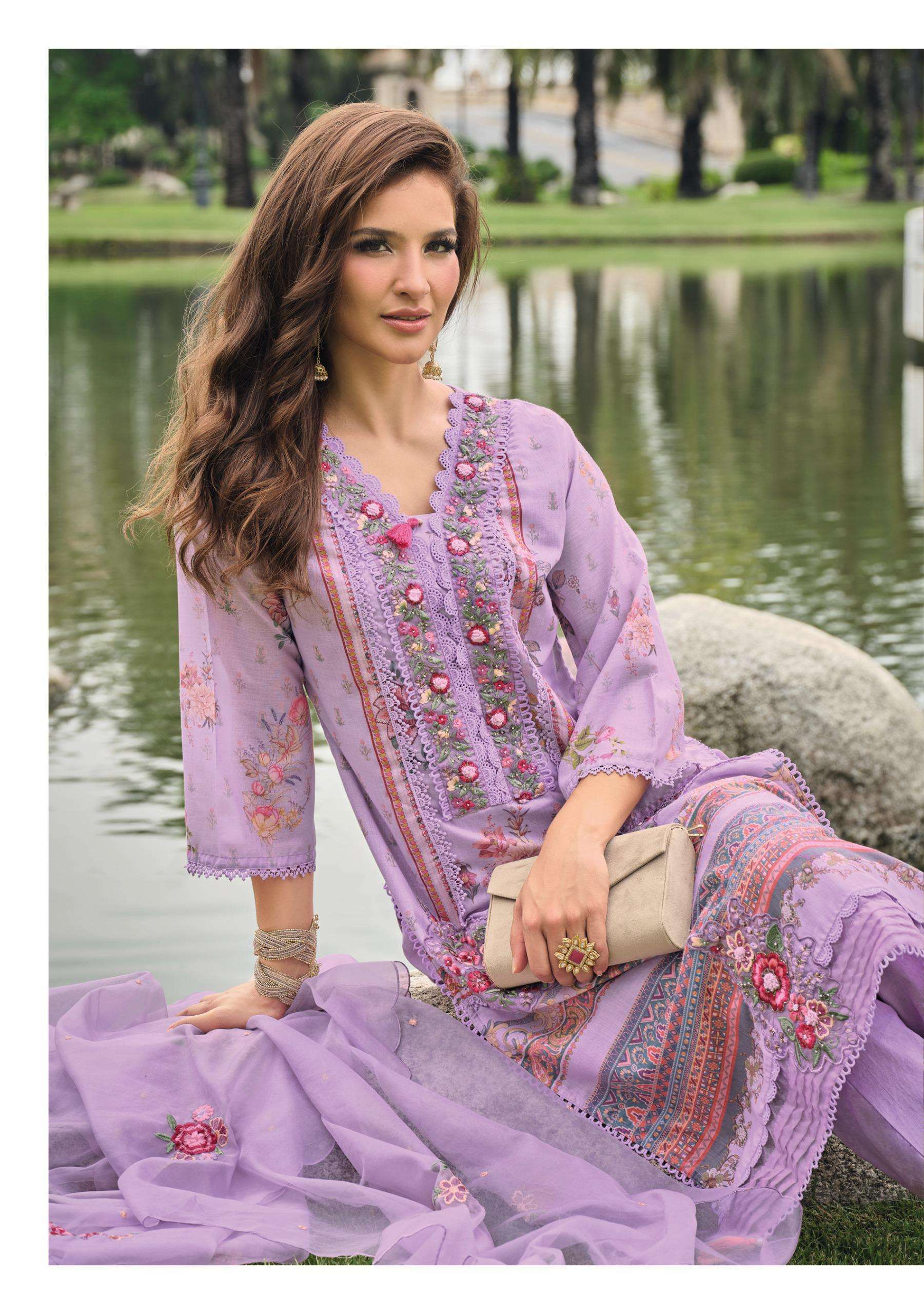 KAINAT BY LADY LEELA IN MASLIN PRINT FABRIC WITH HANDWORK AND ORGANZA DUPATTA 