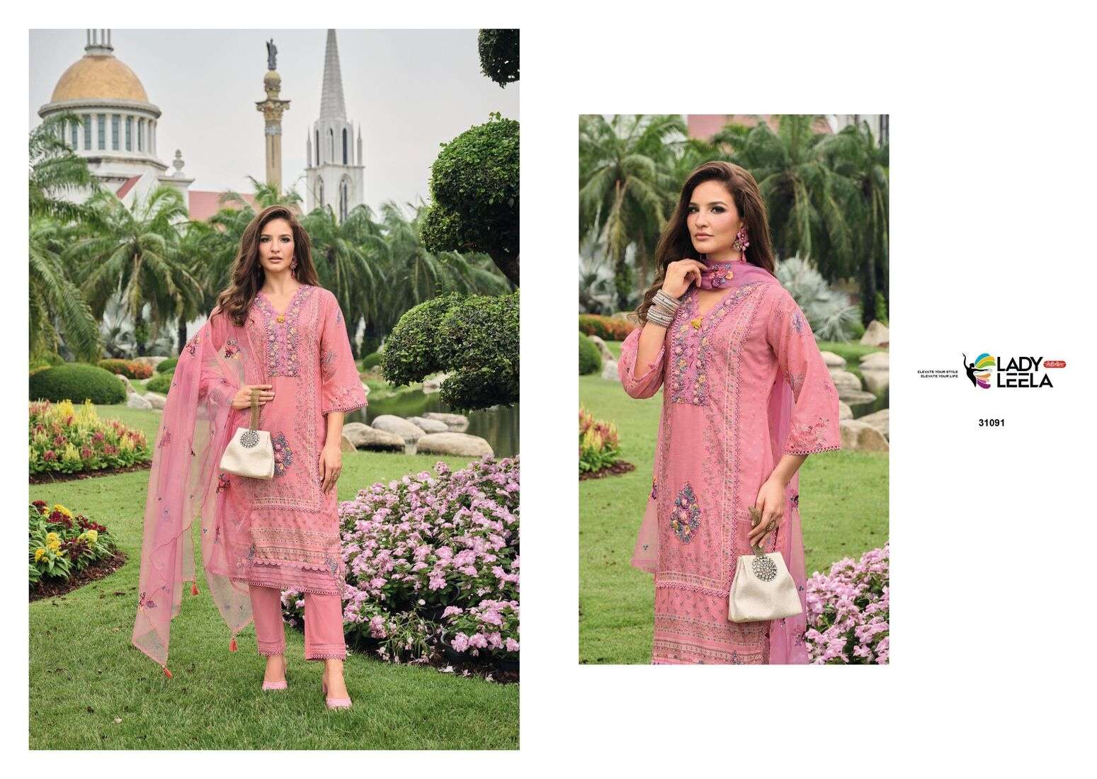 KAINAT BY LADY LEELA IN MASLIN PRINT FABRIC WITH HANDWORK AND ORGANZA DUPATTA 