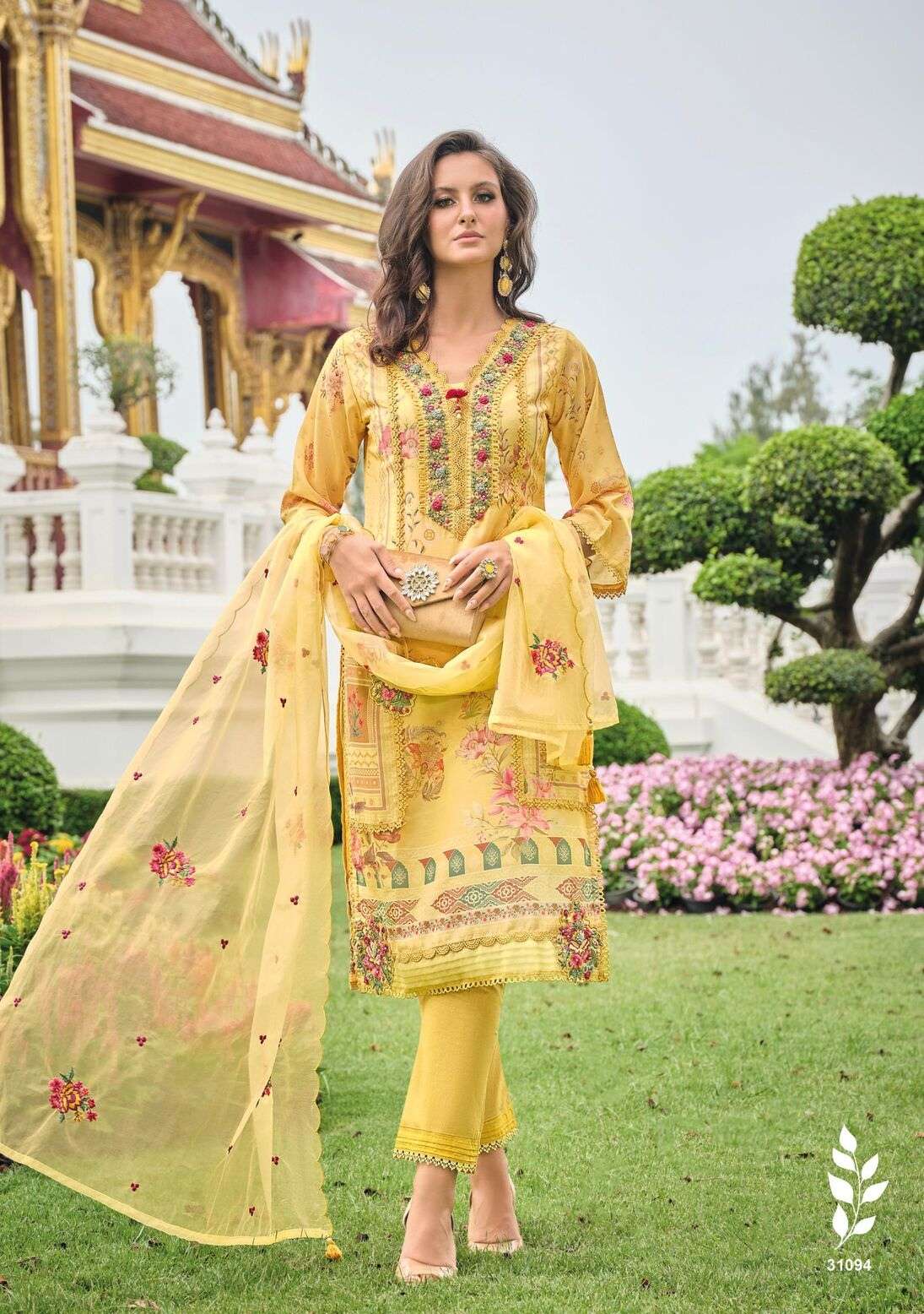KAINAT BY LADY LEELA IN MASLIN PRINT FABRIC WITH HANDWORK AND ORGANZA DUPATTA 