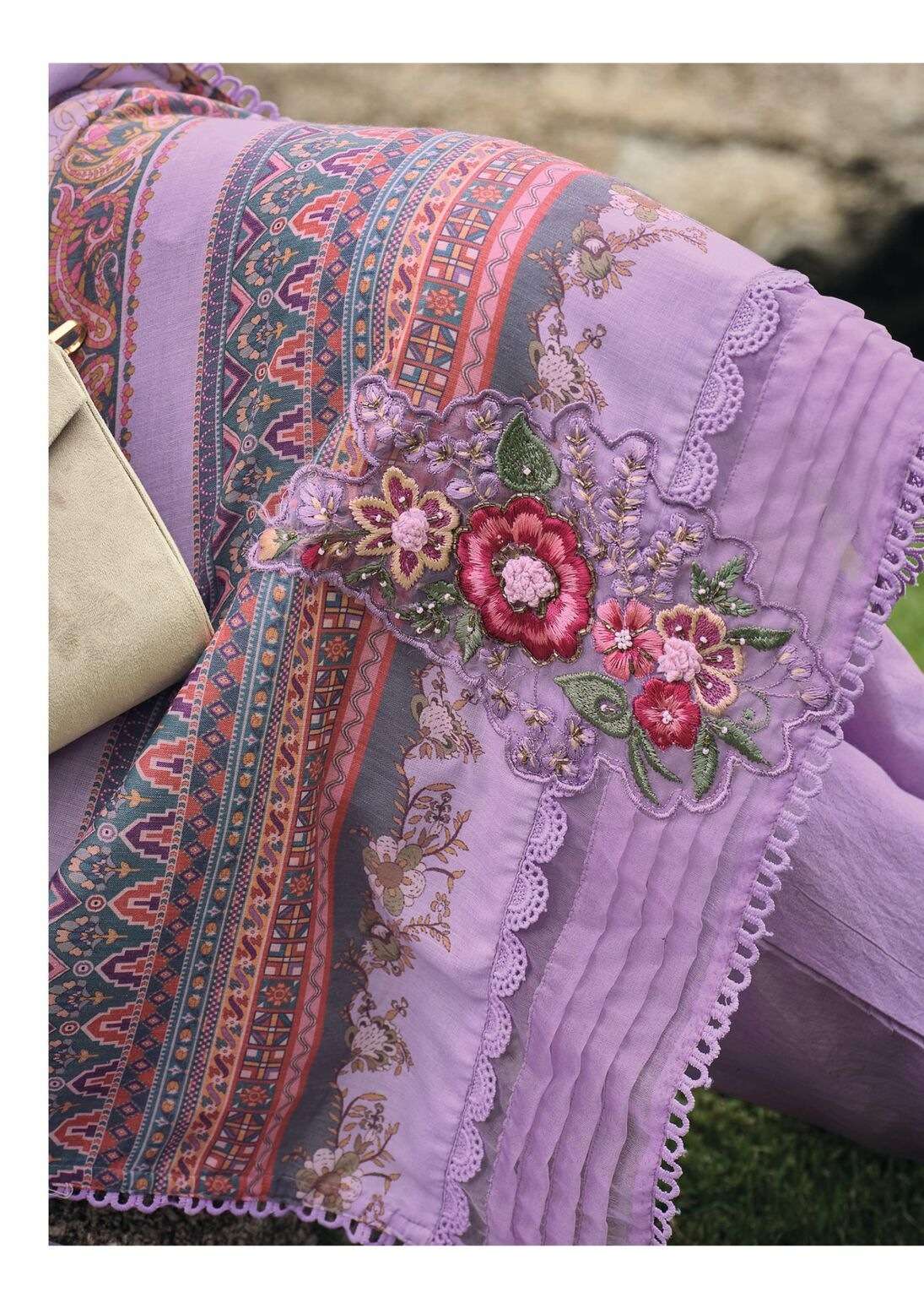 KAINAT BY LADY LEELA IN MASLIN PRINT FABRIC WITH HANDWORK AND ORGANZA DUPATTA 