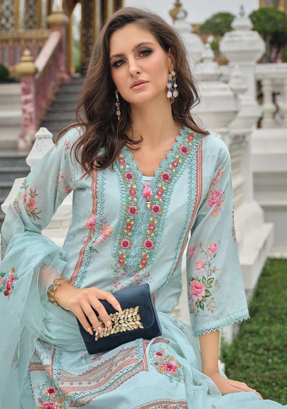 KAINAT BY LADY LEELA IN MASLIN PRINT FABRIC WITH HANDWORK AND ORGANZA DUPATTA 