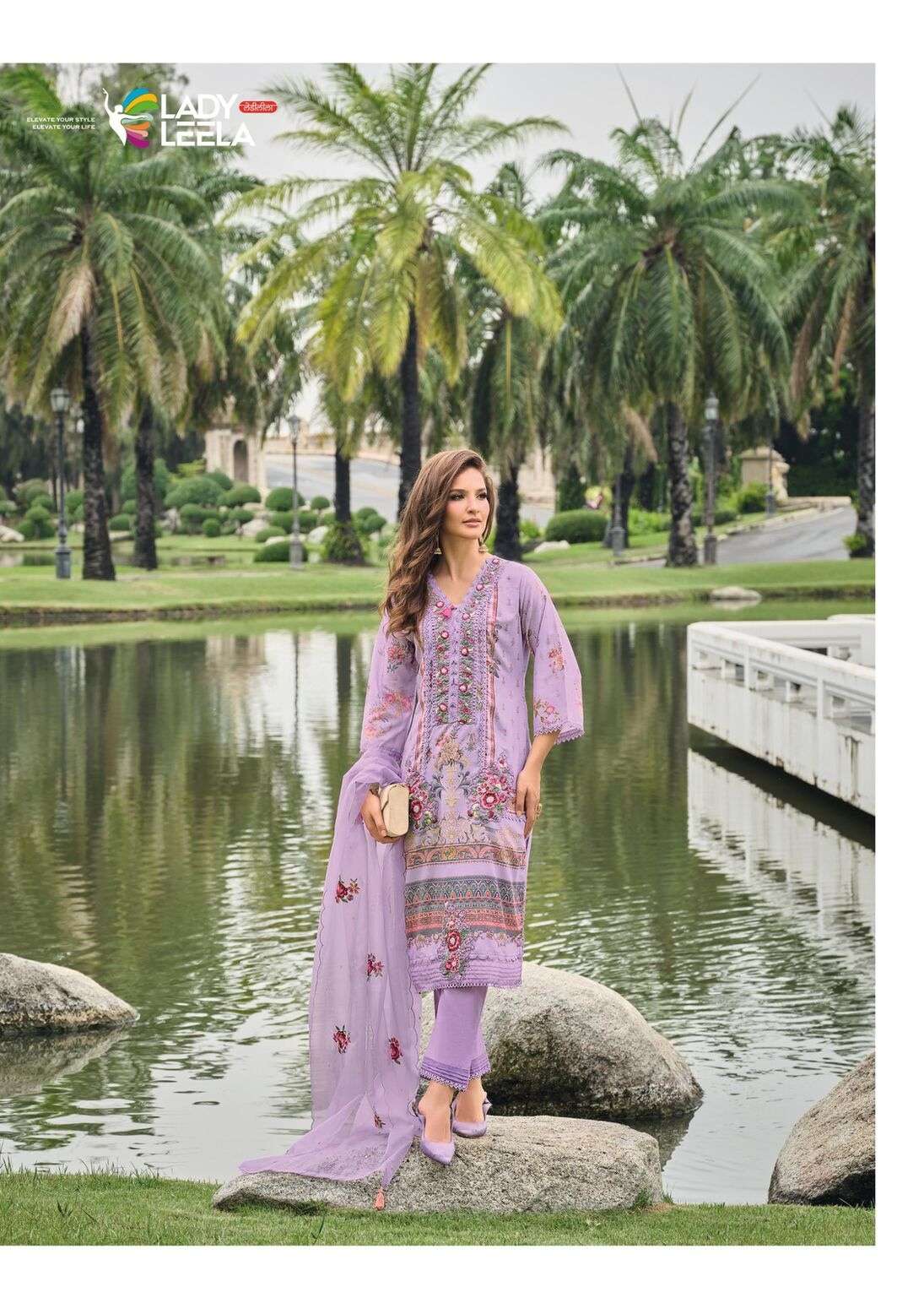 KAINAT BY LADY LEELA IN MASLIN PRINT FABRIC WITH HANDWORK AND ORGANZA DUPATTA 