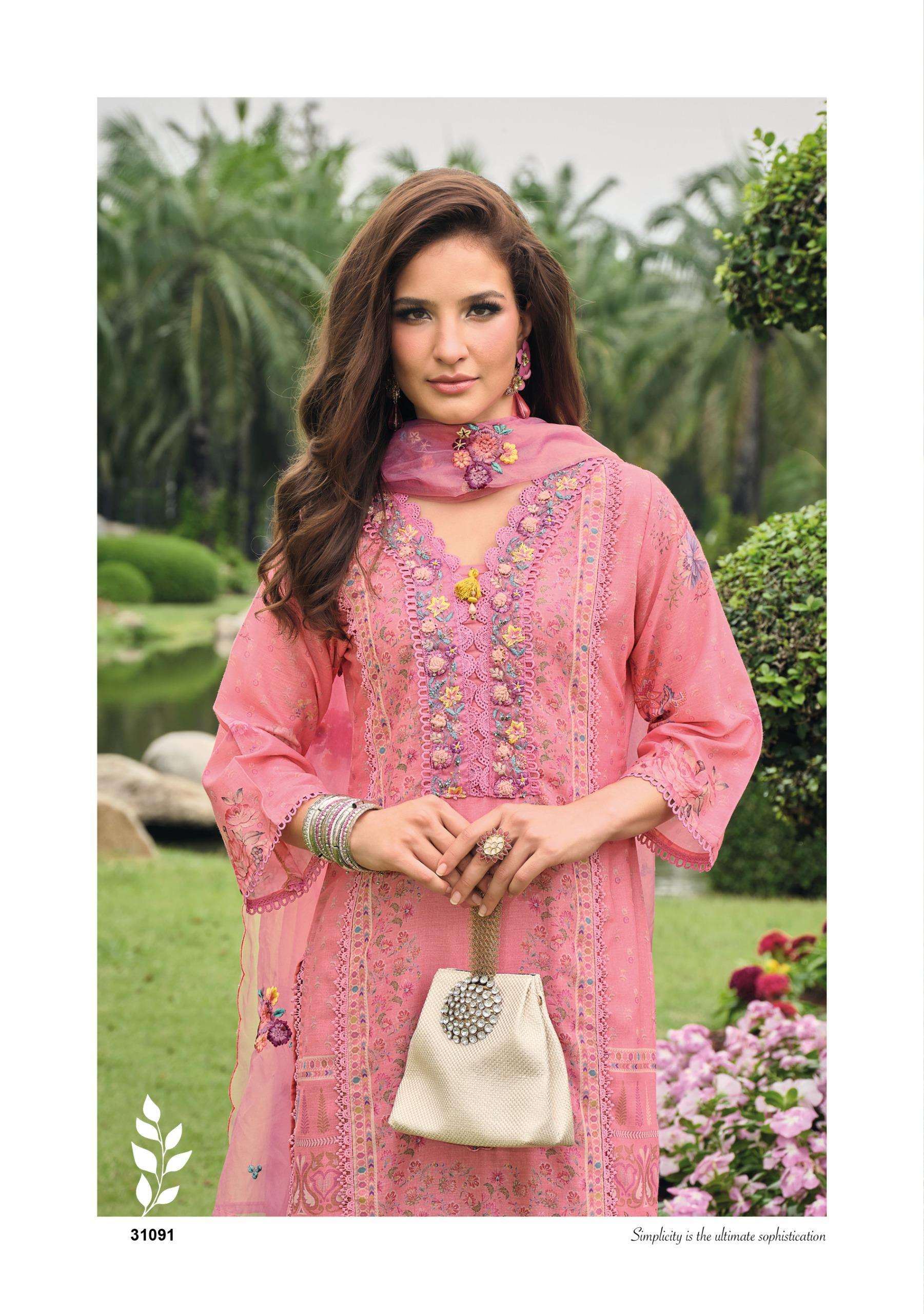 KAINAT BY LADY LEELA IN MASLIN PRINT FABRIC WITH HANDWORK AND ORGANZA DUPATTA 