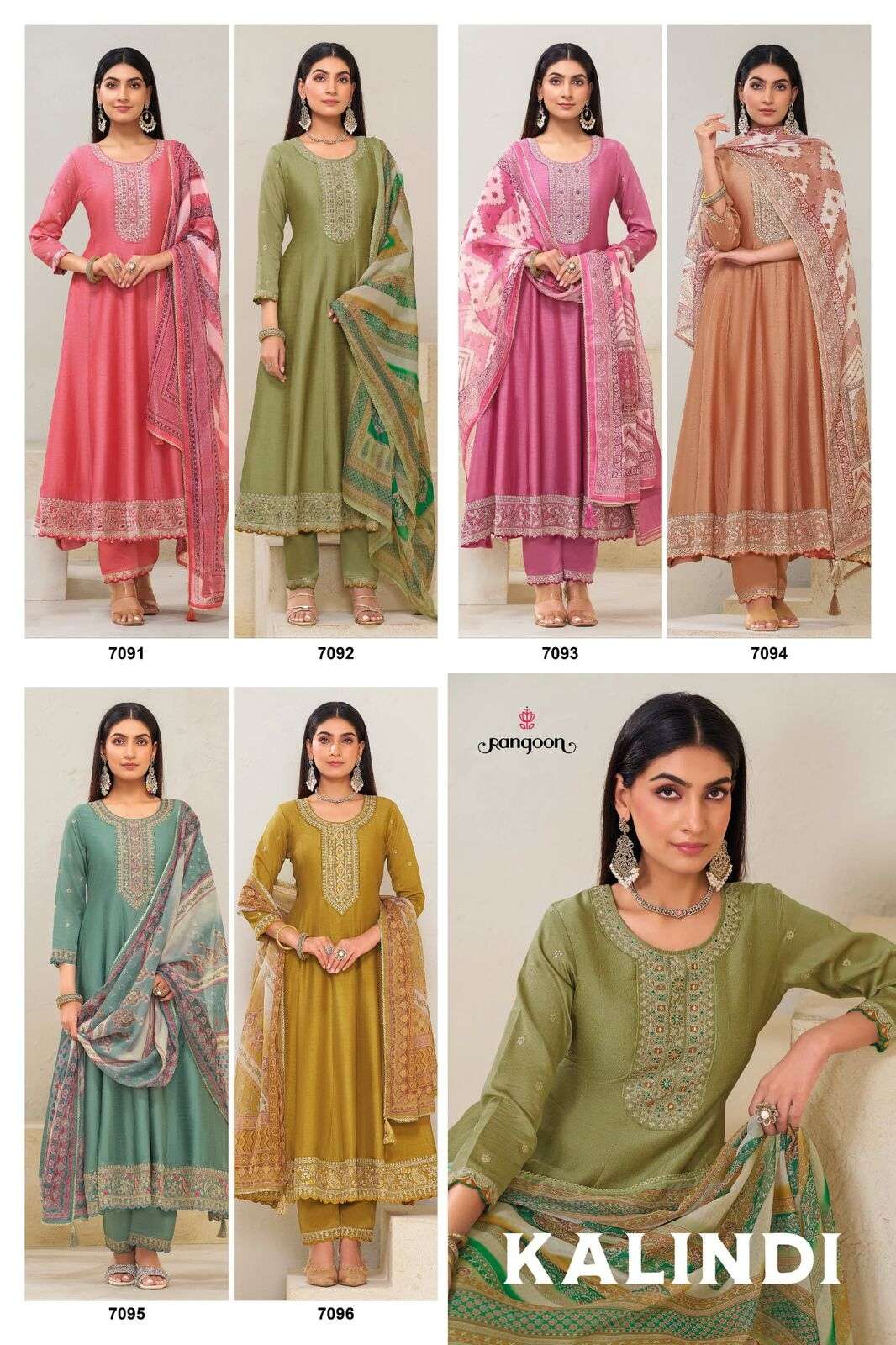 KALINDI BY RANGOON IN SILK WITH FANCY EMBROIDERY & SLEEV WORK ANARKALI STYLE 