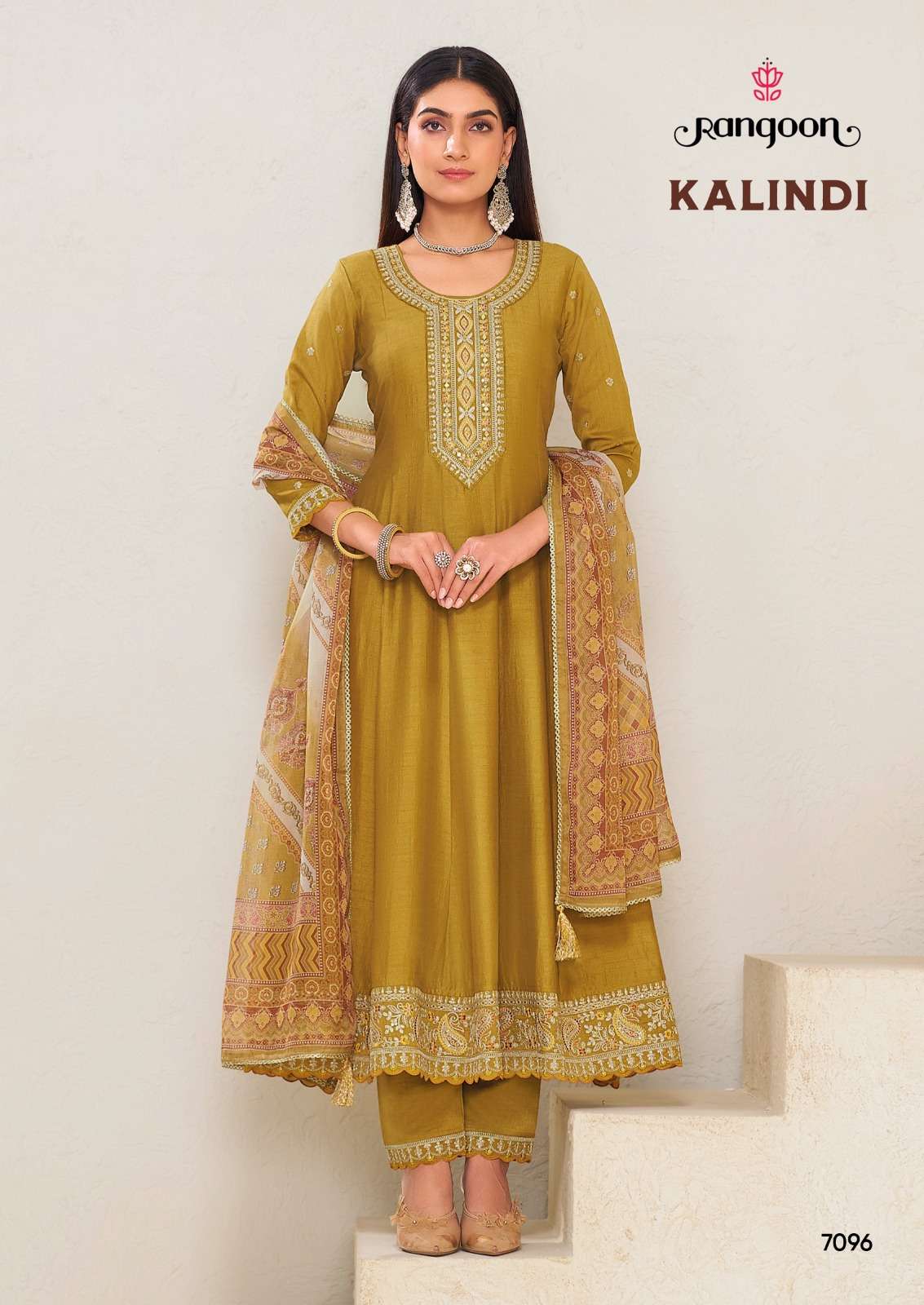 KALINDI BY RANGOON IN SILK WITH FANCY EMBROIDERY & SLEEV WORK ANARKALI STYLE 