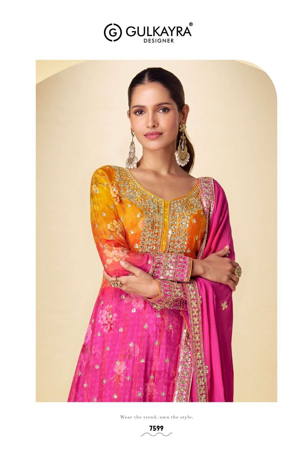 KANIKA BY GULKAYRA DESIGNER IN REAL CHINON SILK WITH DIGITAL PRINT & EMBROIDERY WORK 