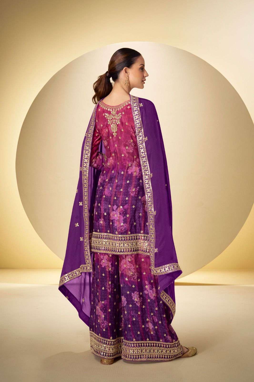 KANIKA BY GULKAYRA DESIGNER IN REAL CHINON SILK WITH DIGITAL PRINT & EMBROIDERY WORK 